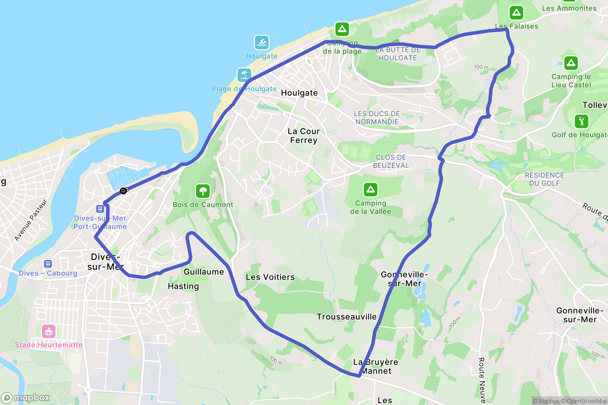 Dives-sur-Mer : carte du parcours de randonnée - France