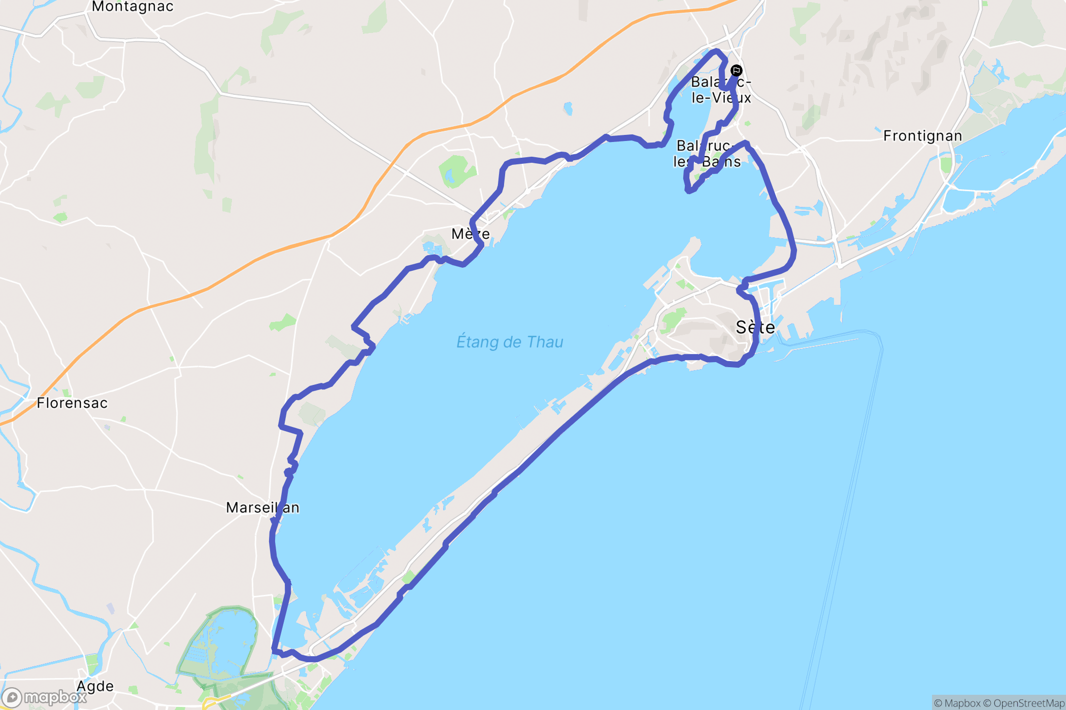 Balaruc-le-Vieux : carte du parcours de randonnée - France