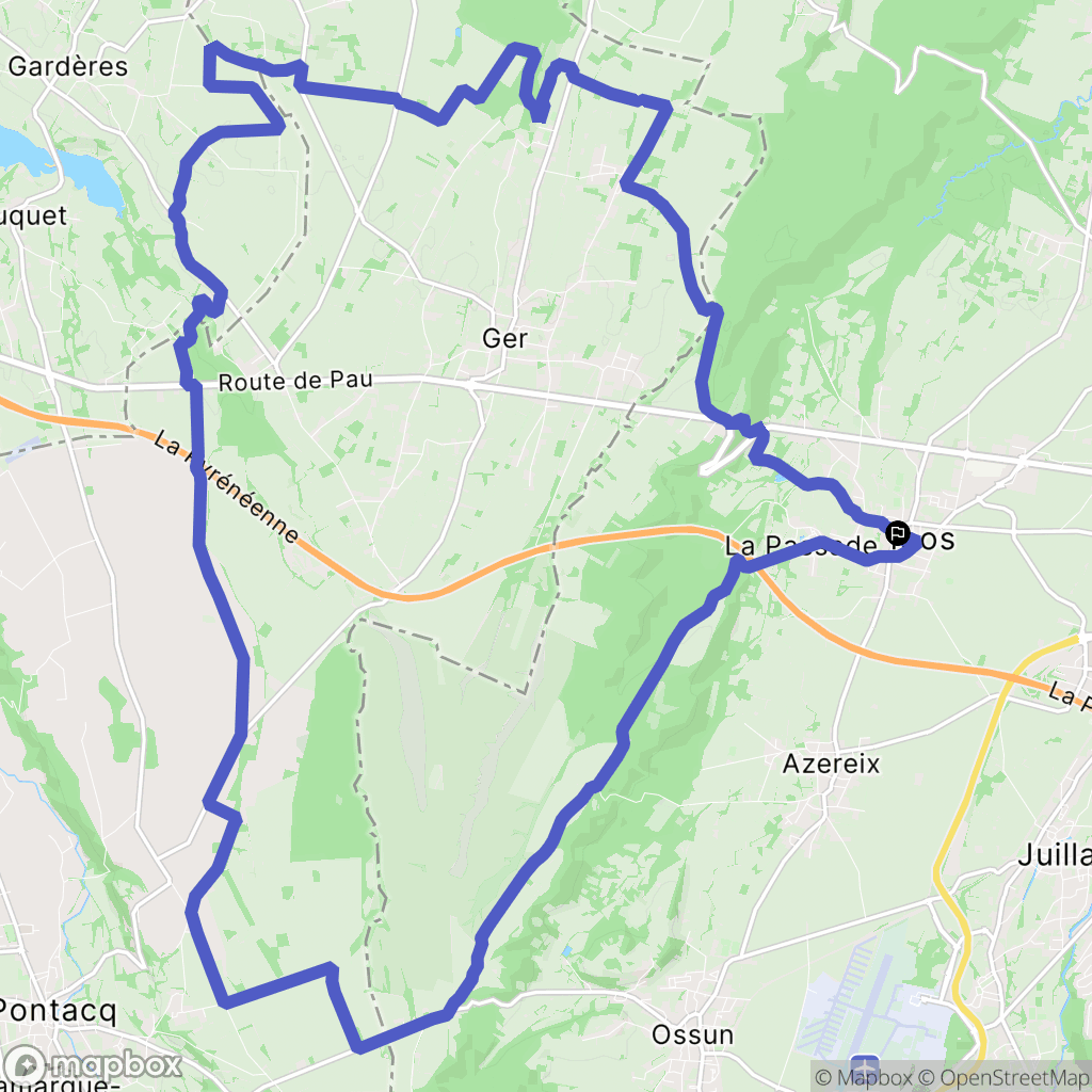 Ibos : carte du parcours de randonnée - France