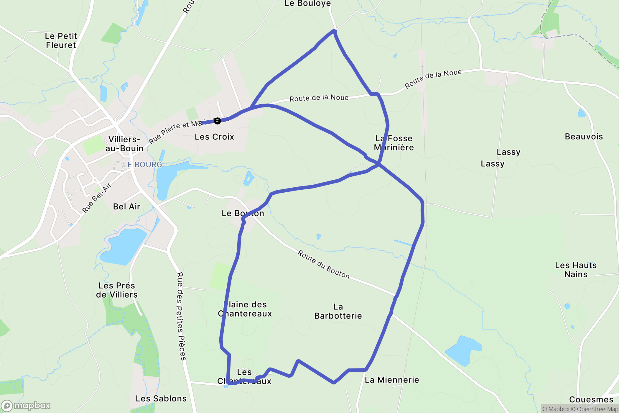 Villiers-au-Bouin : carte du parcours de randonnée - France