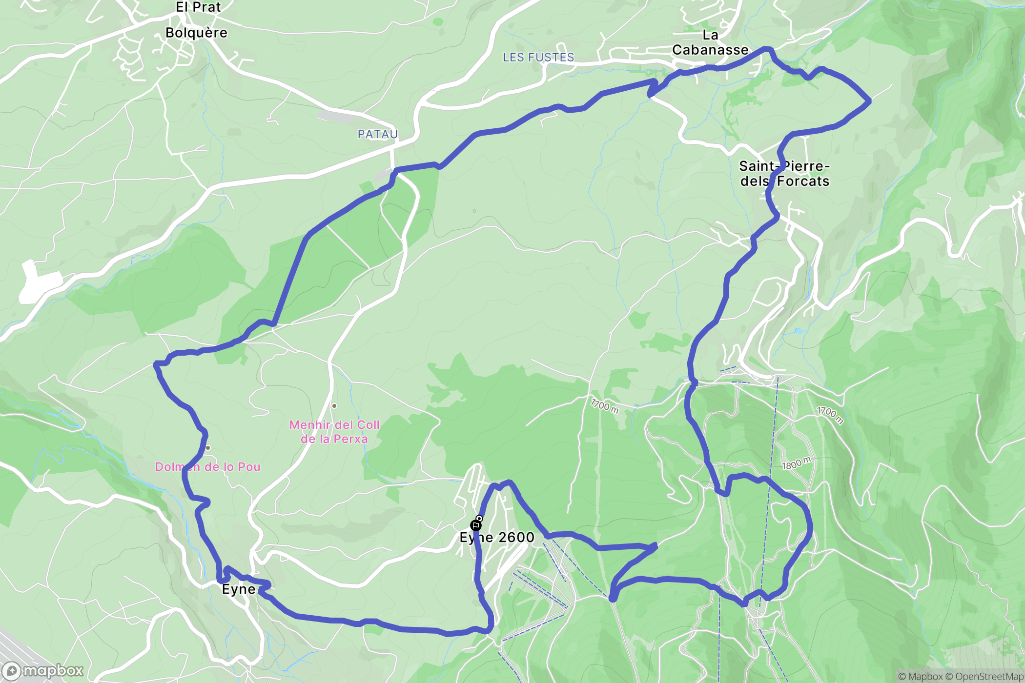 Eyne : carte du parcours de randonnée - France