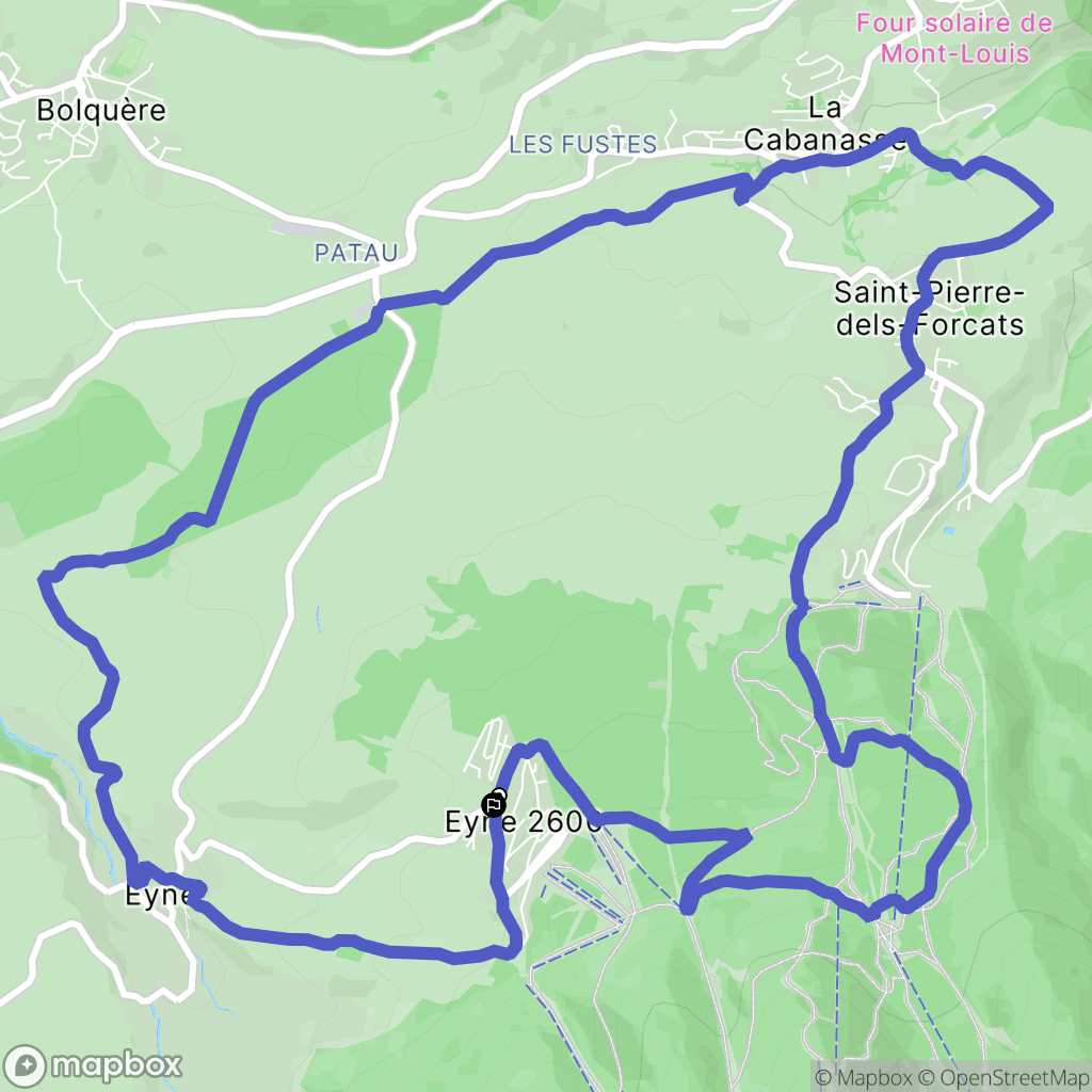Eyne : carte du parcours de randonnée - France