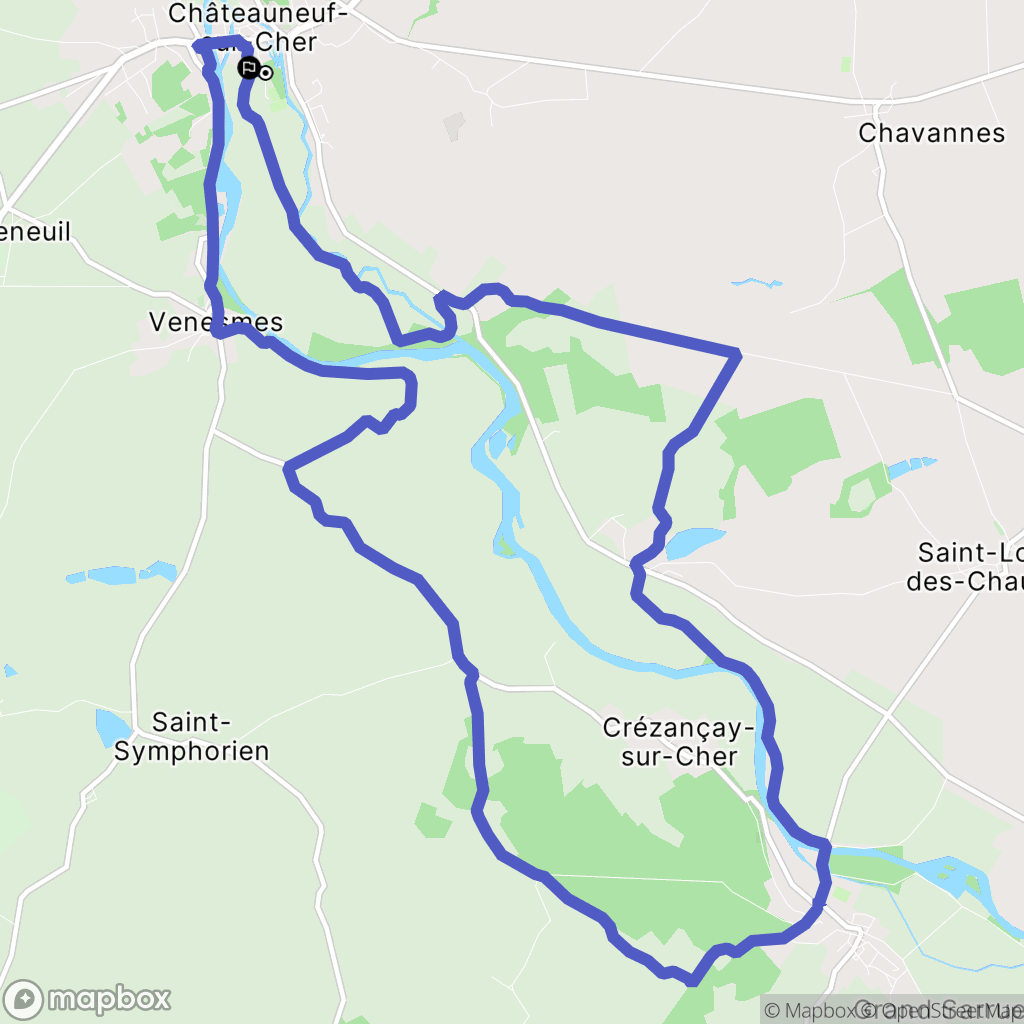 Châteauneuf-sur-Cher : carte du parcours de randonnée - France