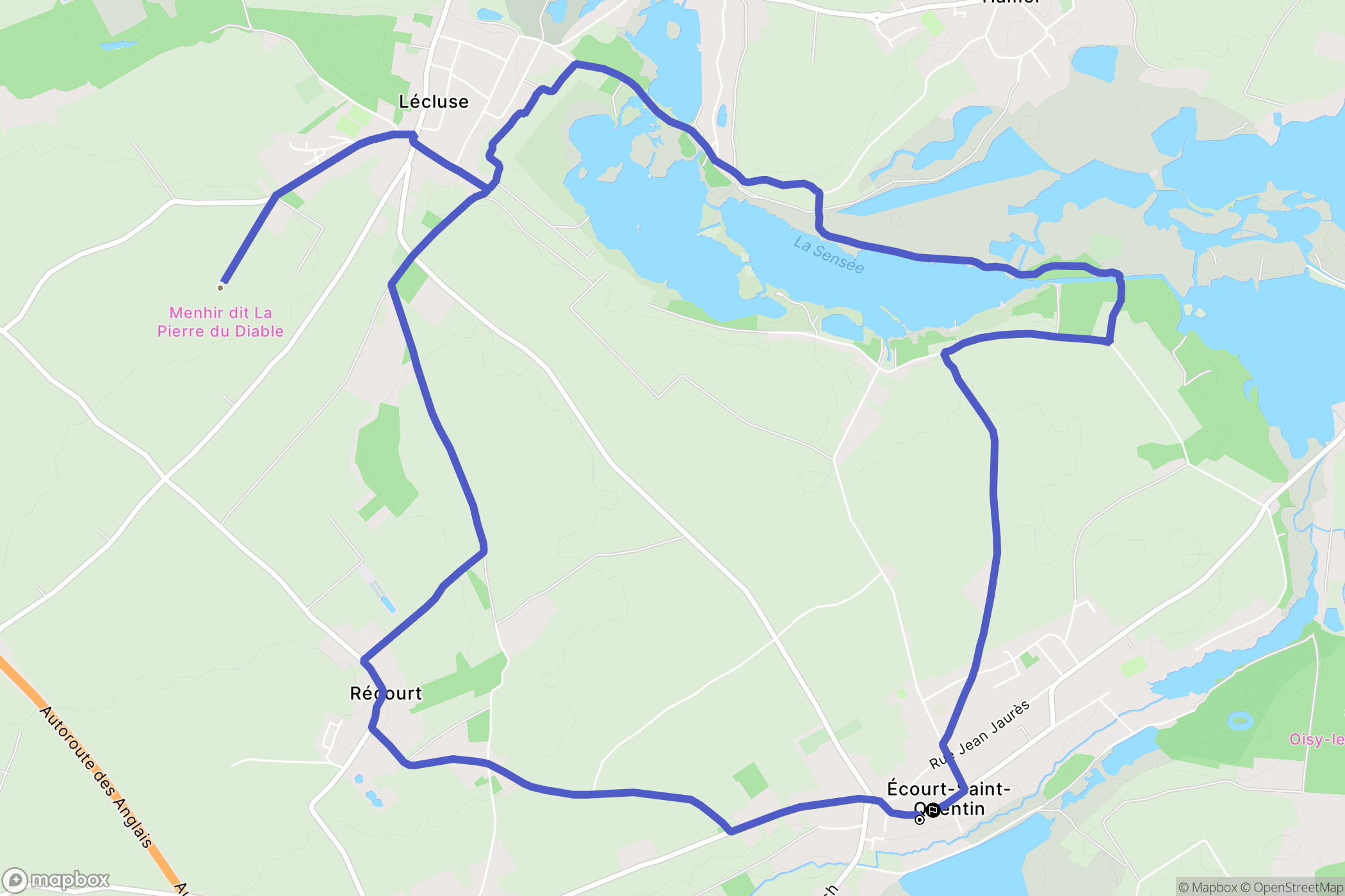 Écourt-Saint-Quentin : carte du parcours de randonnée - France