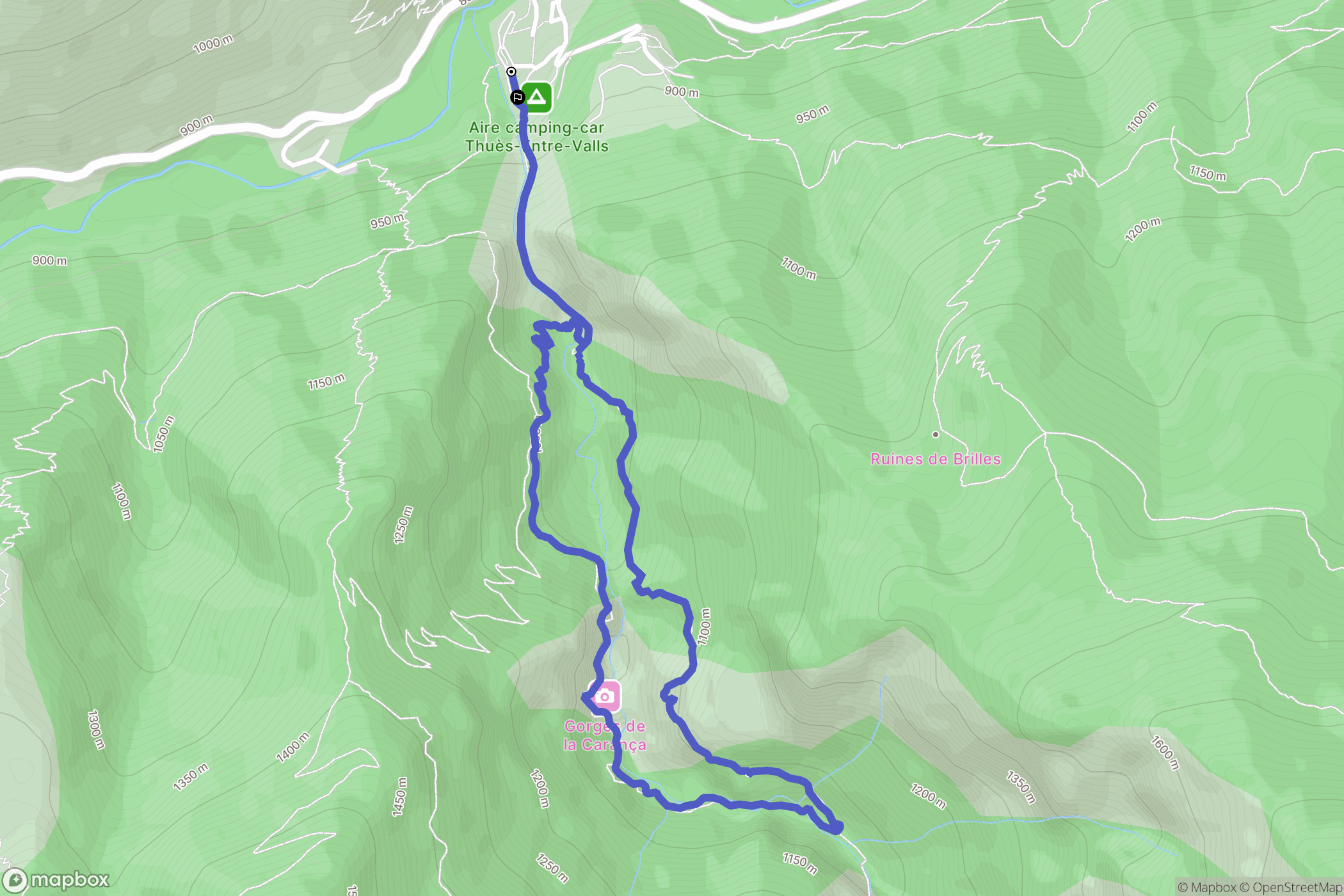 Thuès-Entre-Valls : carte du parcours de randonnée - France