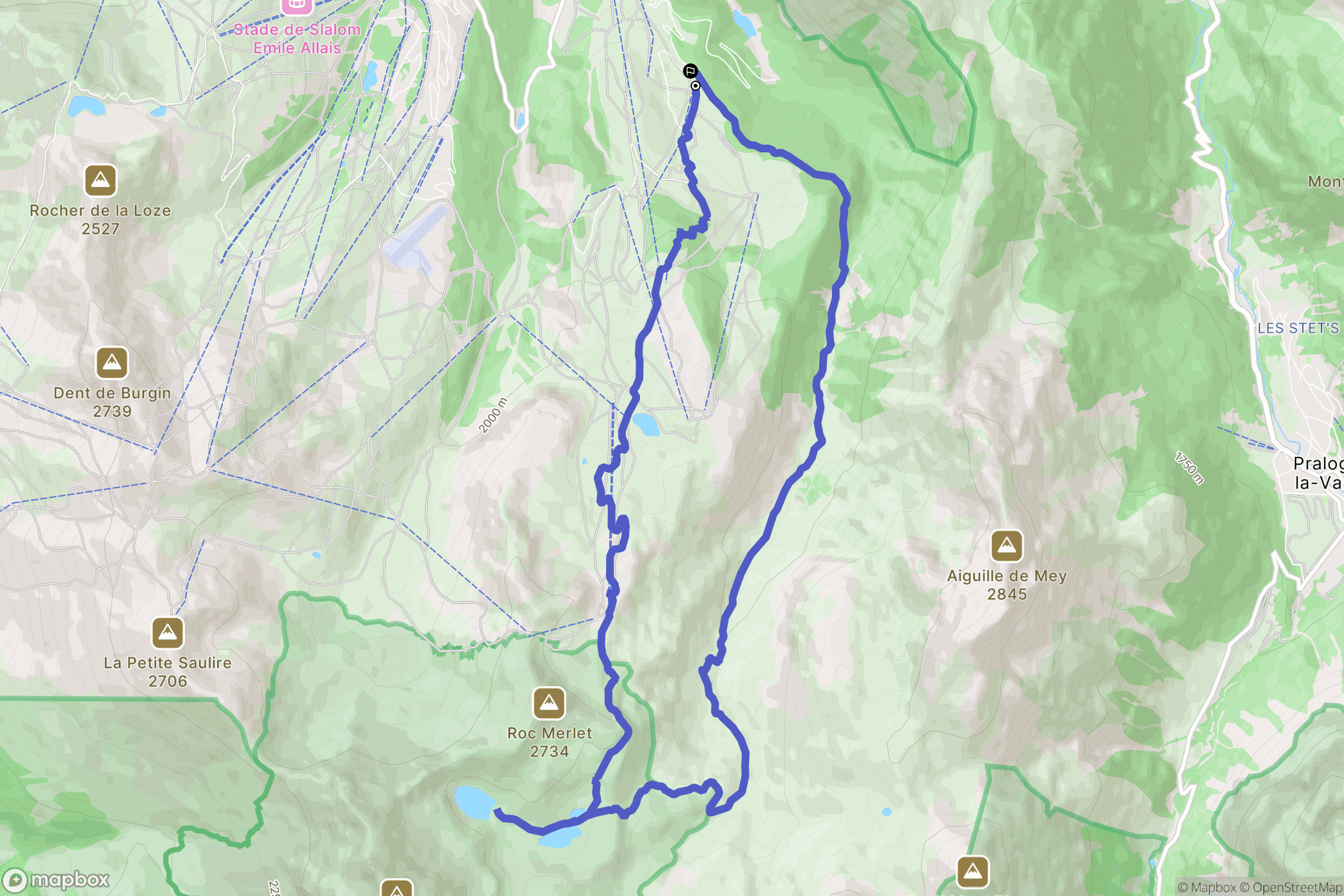 Courchevel : carte du parcours de randonnée - France