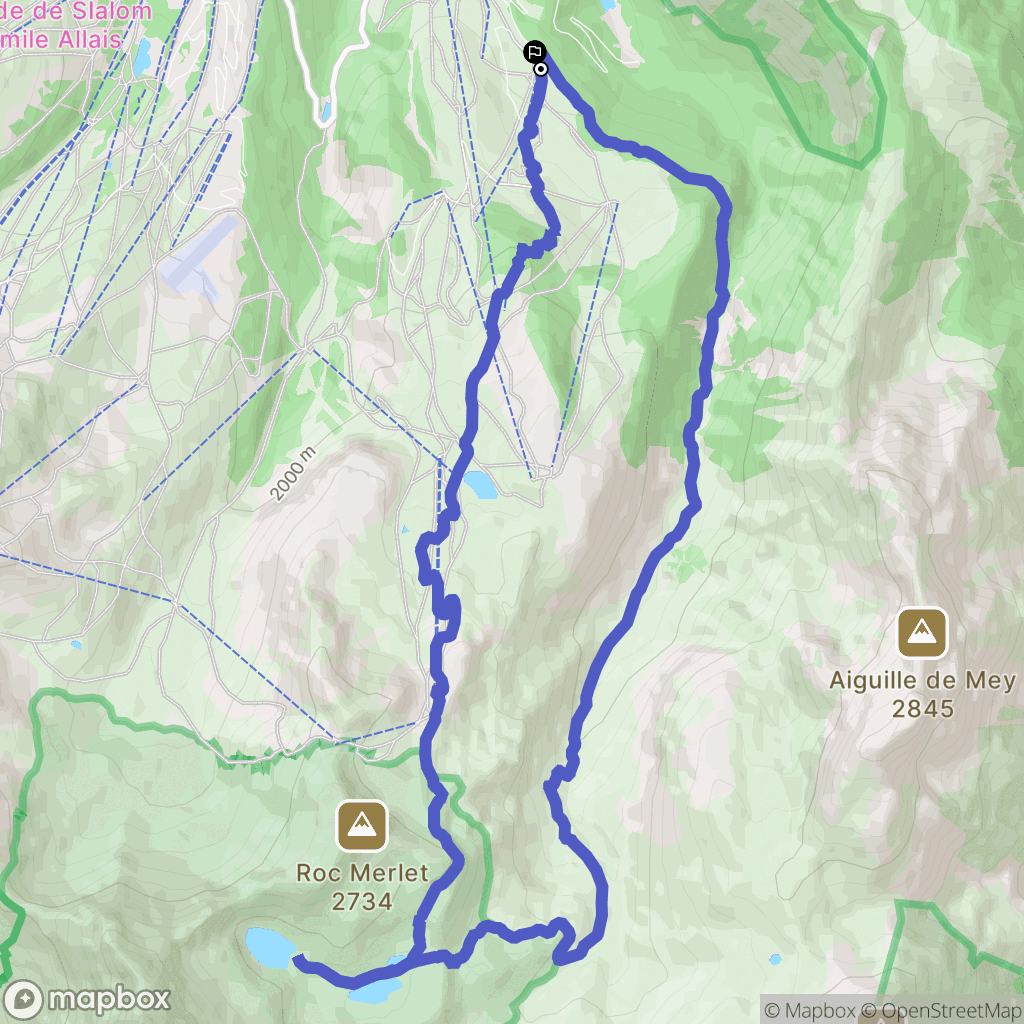 Courchevel : carte du parcours de randonnée - France
