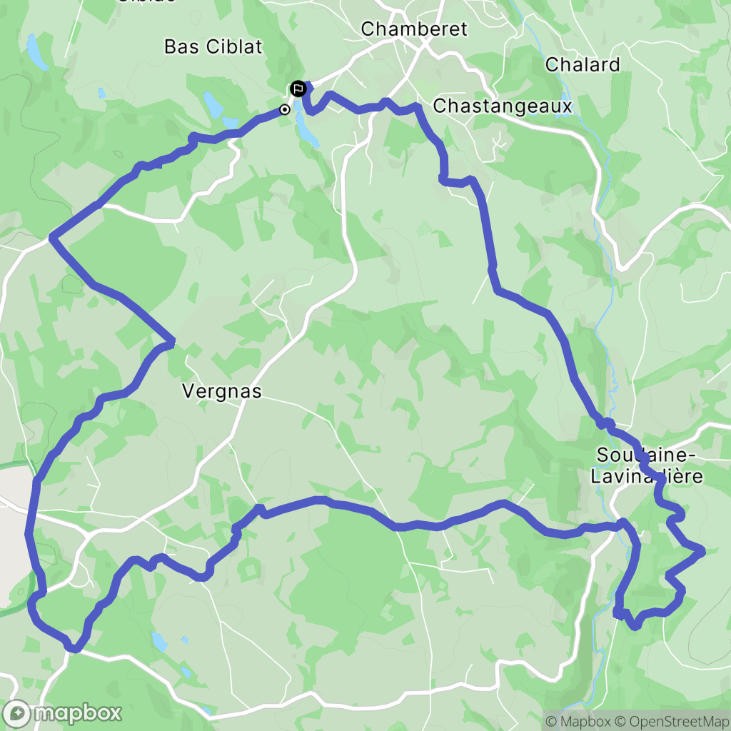 Chamberet : carte du parcours de randonnée - France
