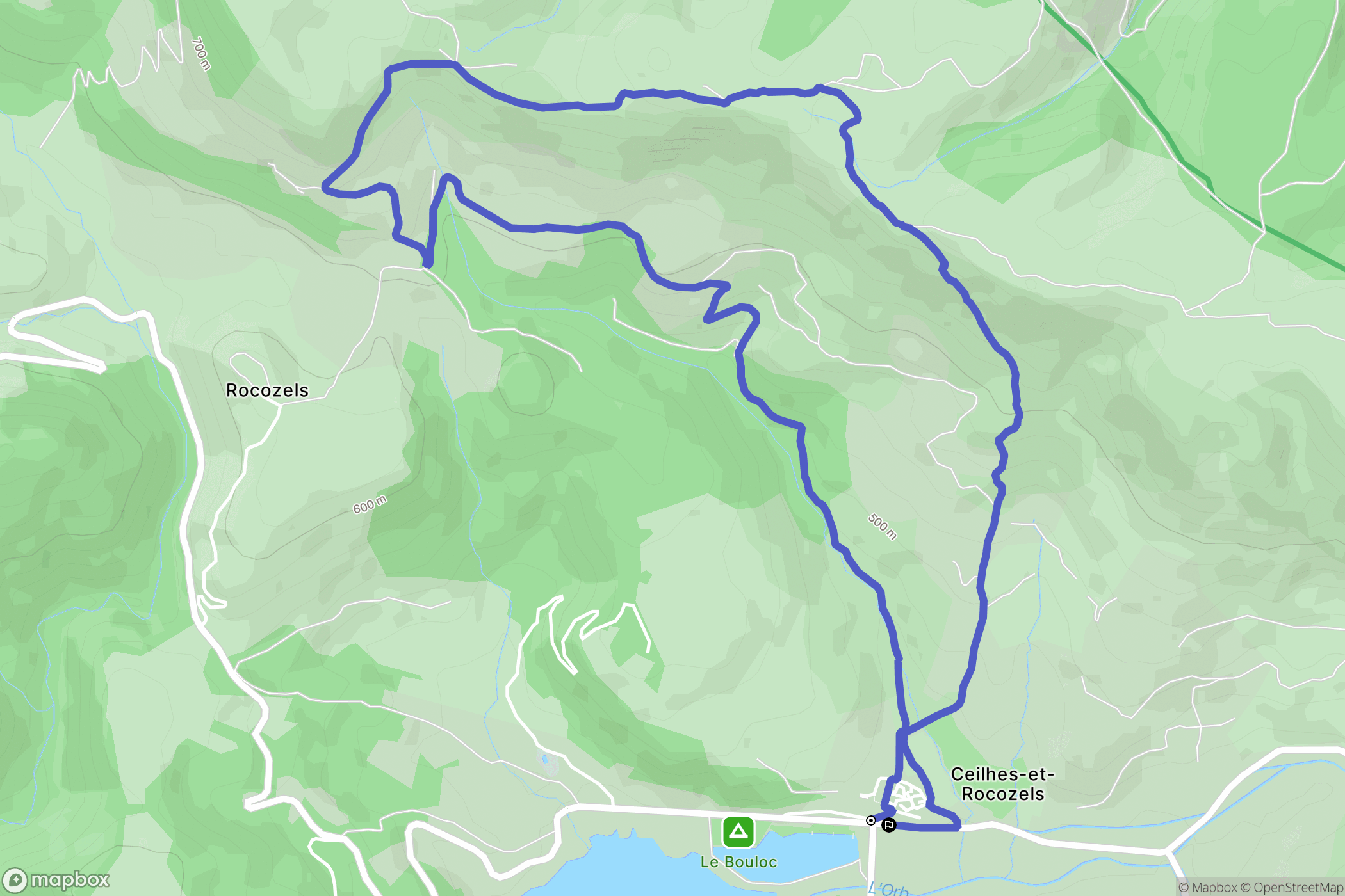 Ceilhes-et-Rocozels : carte du parcours de randonnée - France