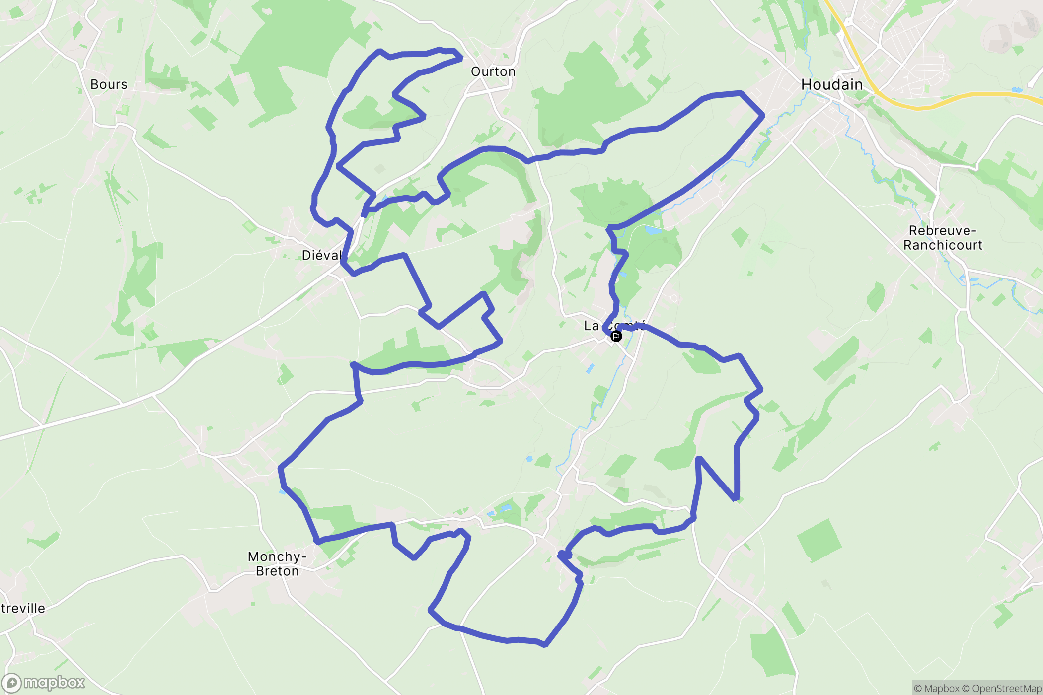 La Comté : carte du parcours de randonnée - France