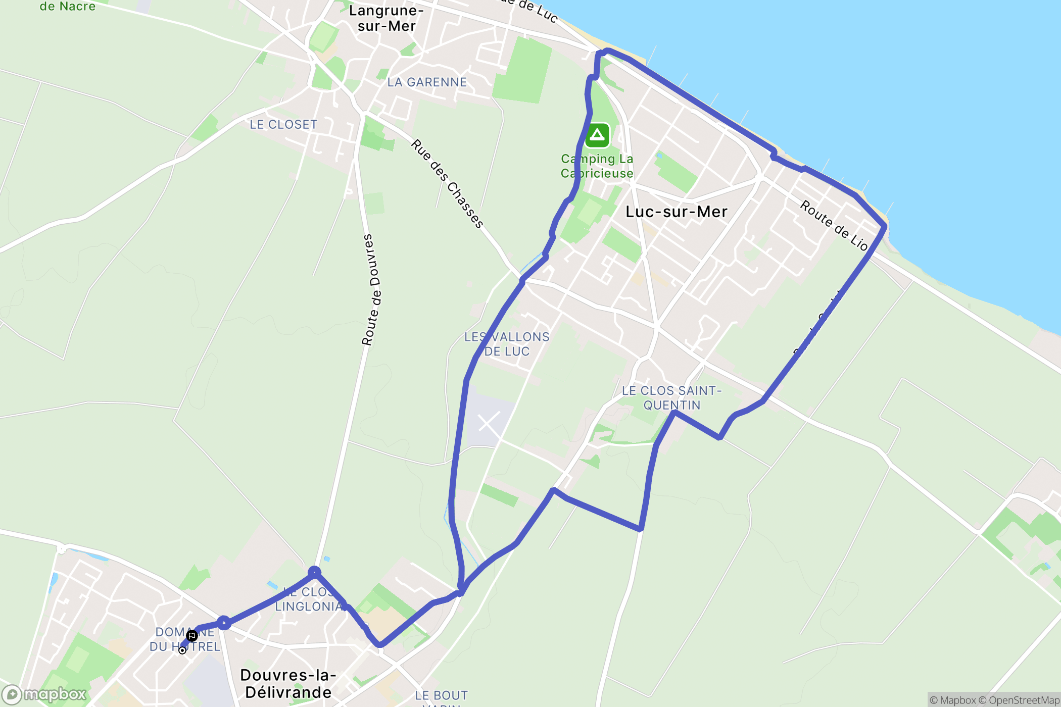 Douvres-la-Délivrande : carte du parcours de randonnée - France