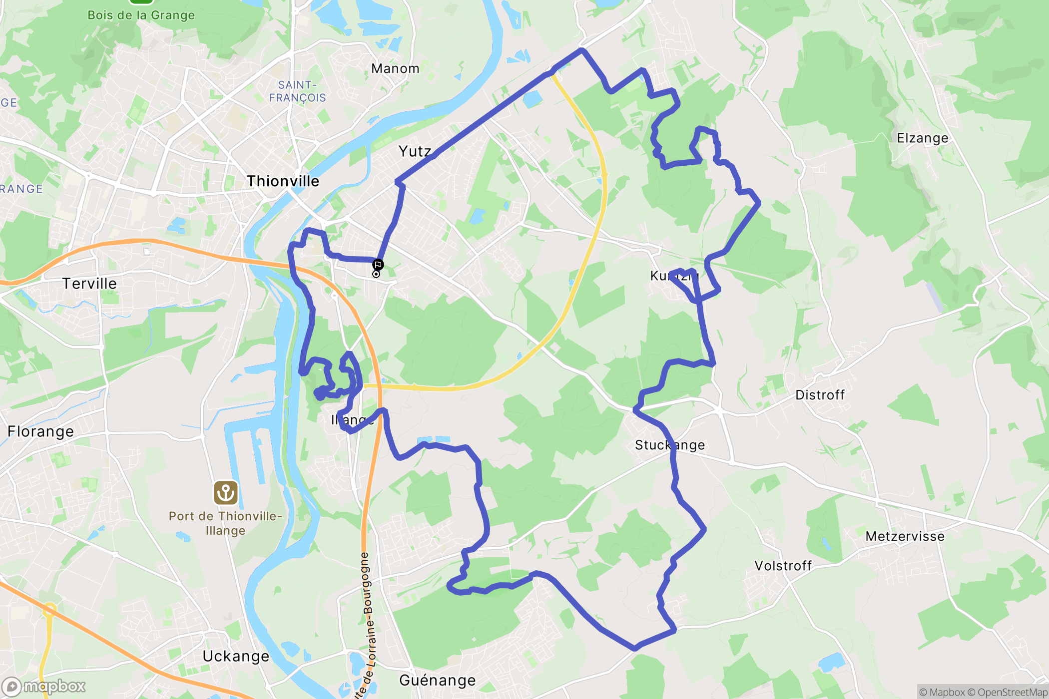 Yutz : carte du parcours de randonnée - France