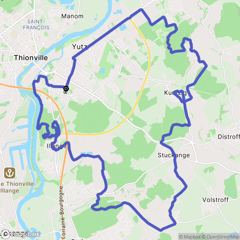 Yutz : carte du parcours de randonnée - France
