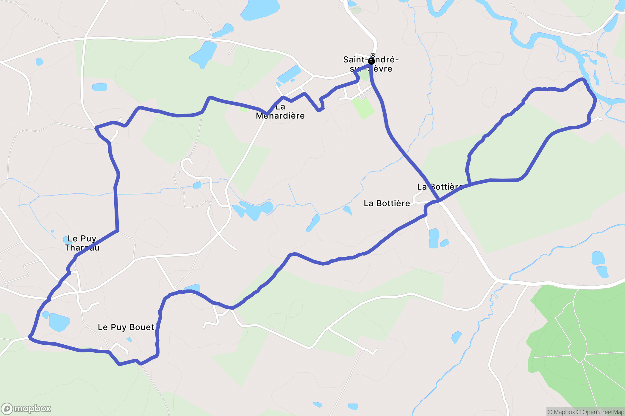 Saint-André-sur-Sèvre : carte du parcours de randonnée - France