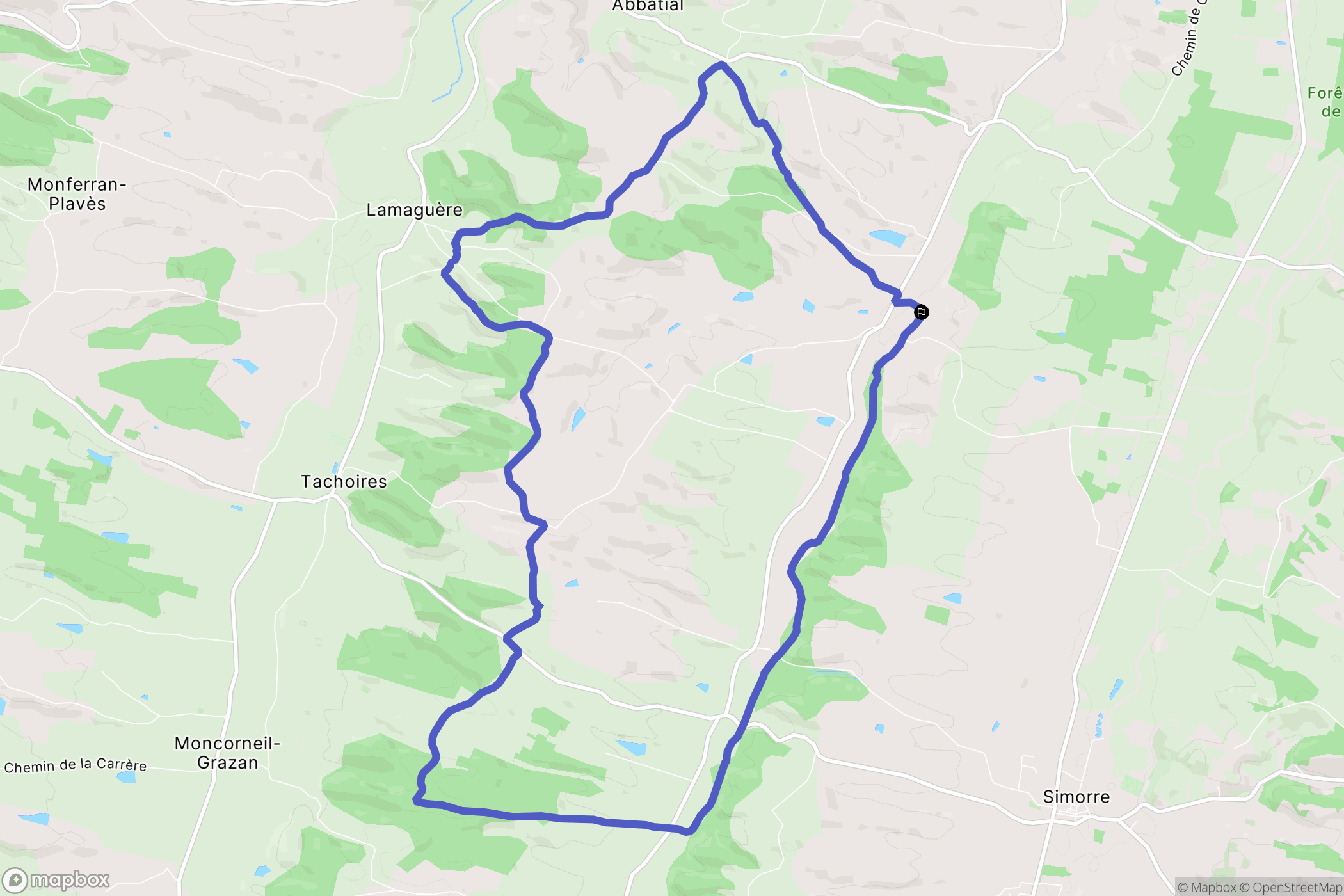 Simorre : carte du parcours de randonnée - France