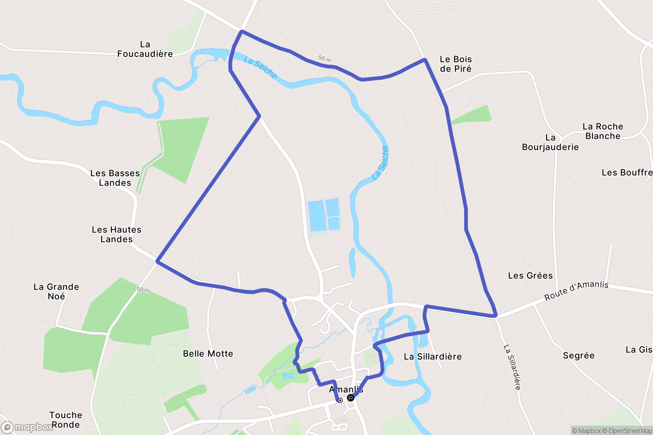 Amanlis : carte du parcours de randonnée - France