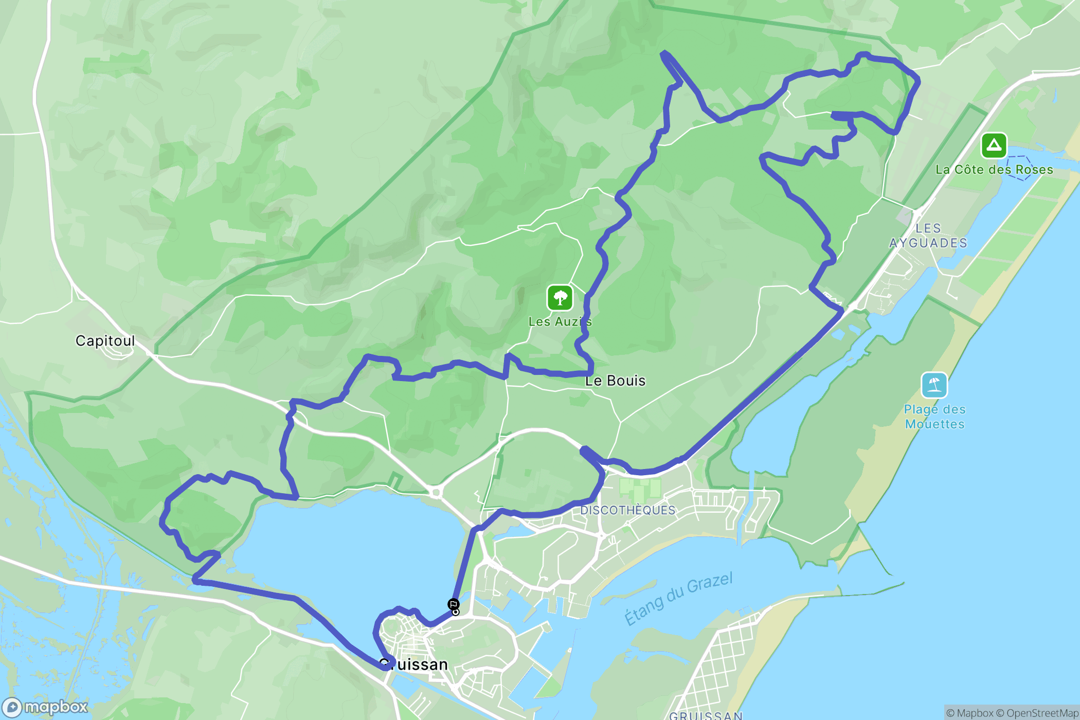 Gruissan : carte du parcours de randonnée - France