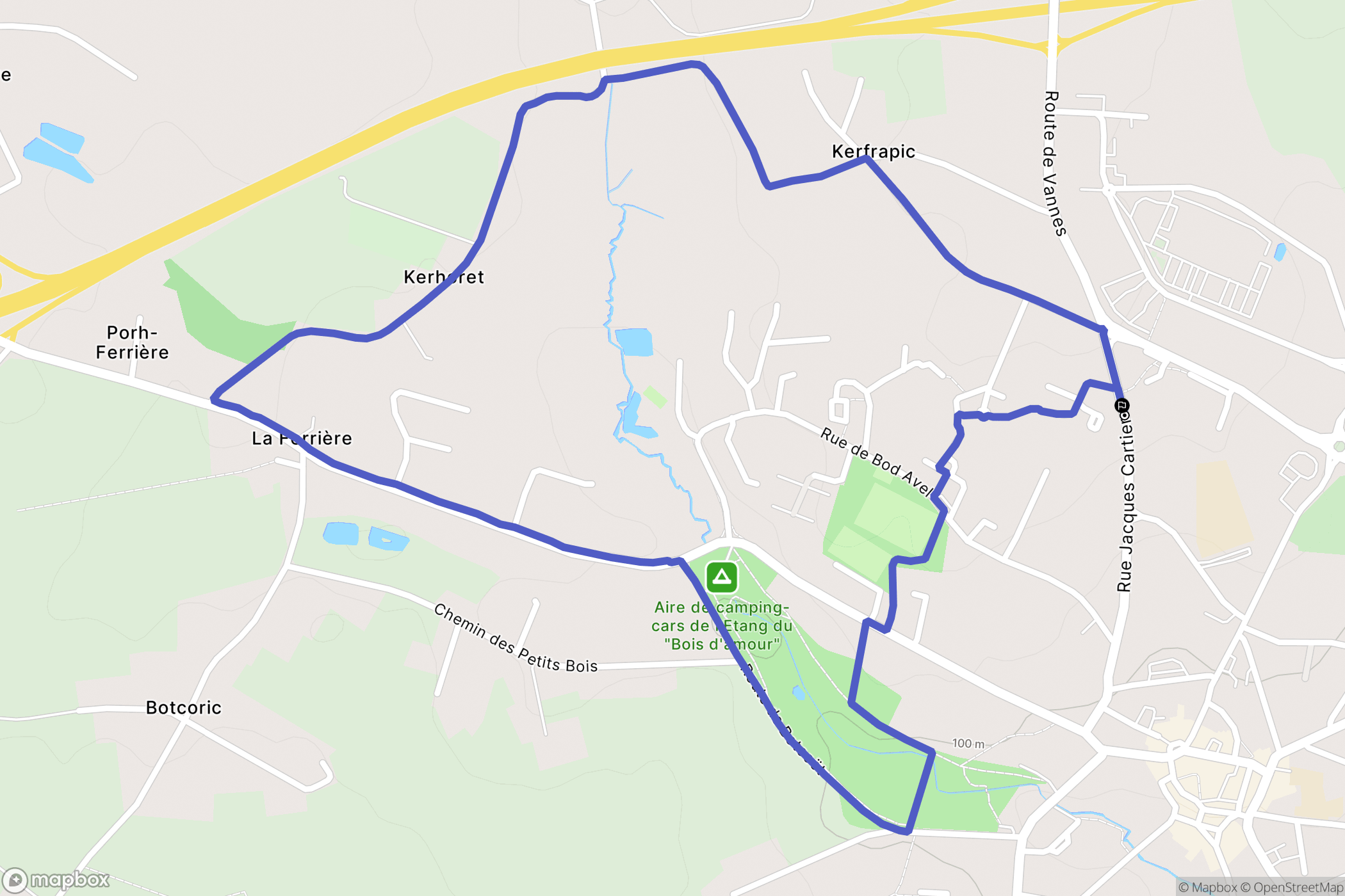 Locminé : carte du parcours de randonnée - France
