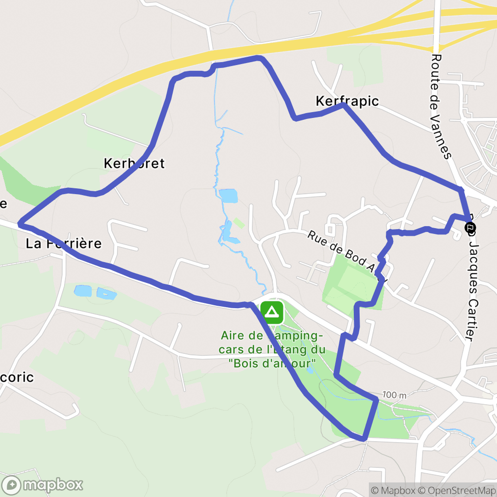 Locminé : carte du parcours de randonnée - France