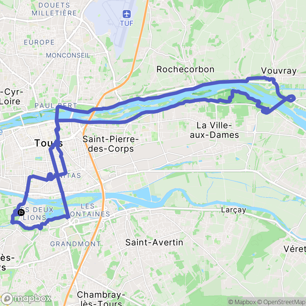Tours : carte du parcours de randonnée - France