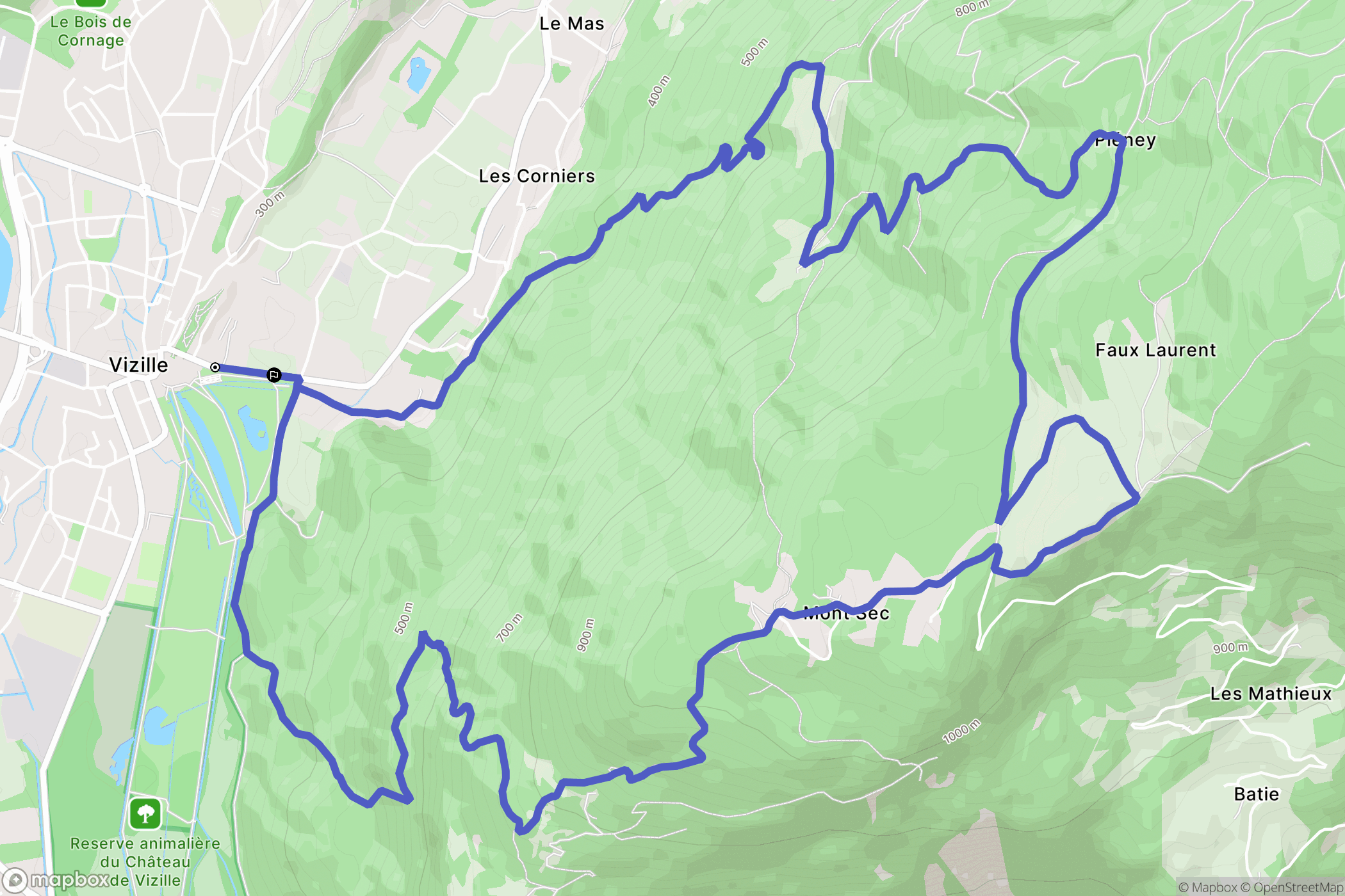 Vizille : carte du parcours de randonnée - France