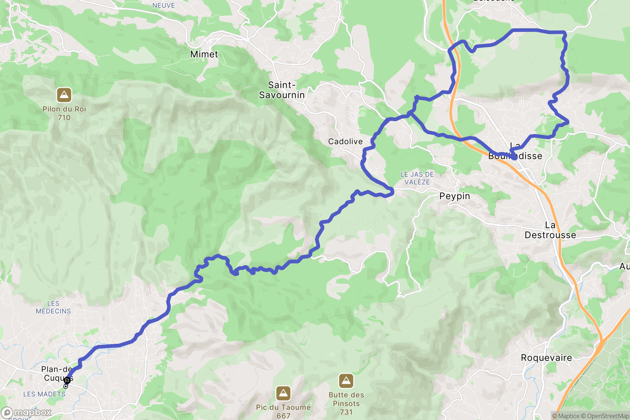Plan-de-Cuques : carte du parcours de randonnée - France