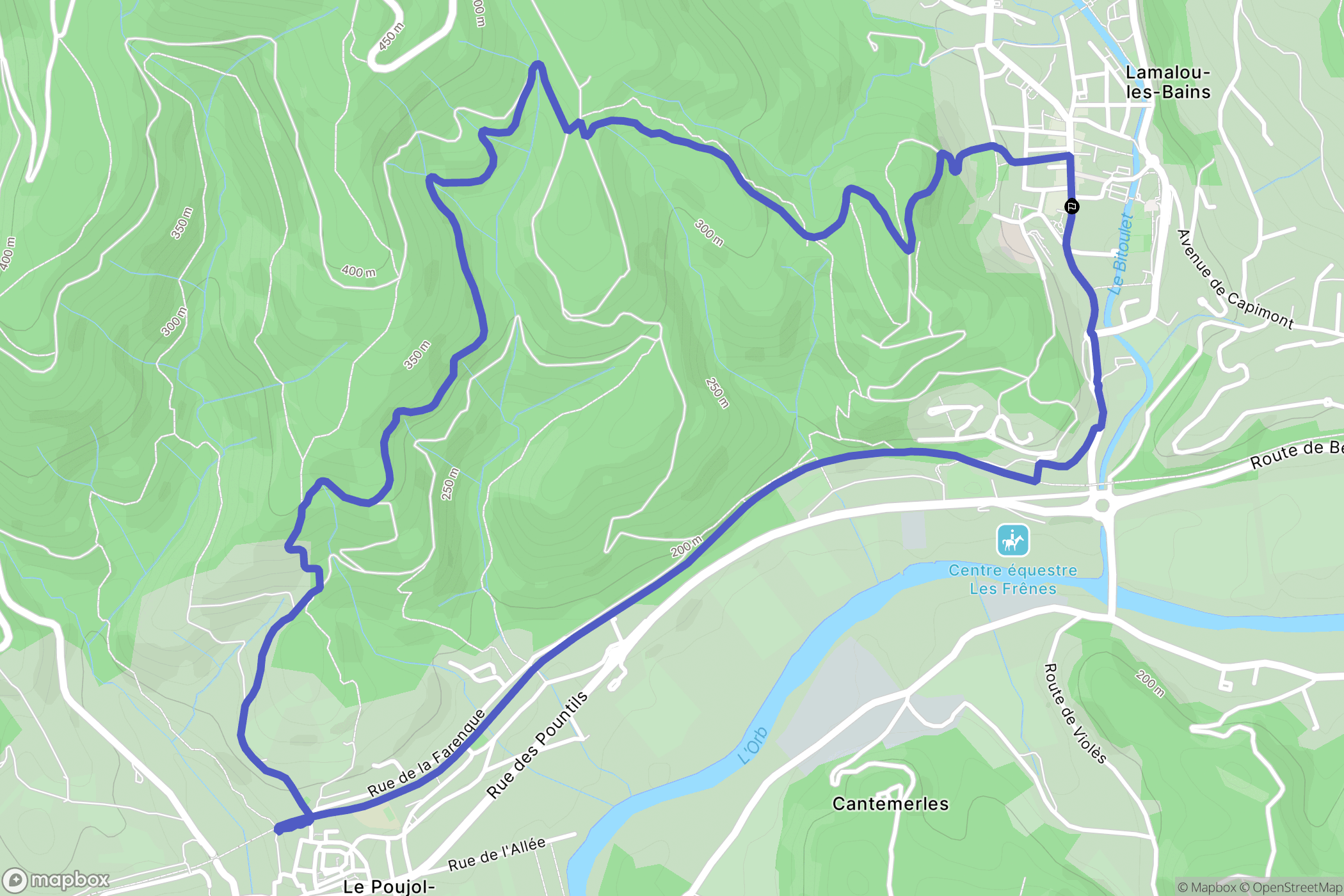 Lamalou-les-Bains : carte du parcours de randonnée - France