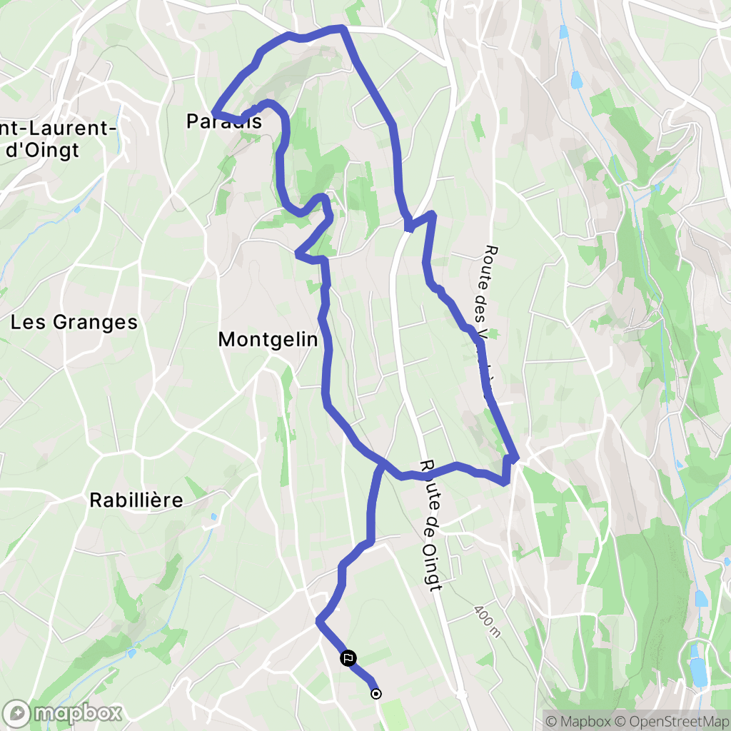 Val d'Oingt : carte du parcours de randonnée - France