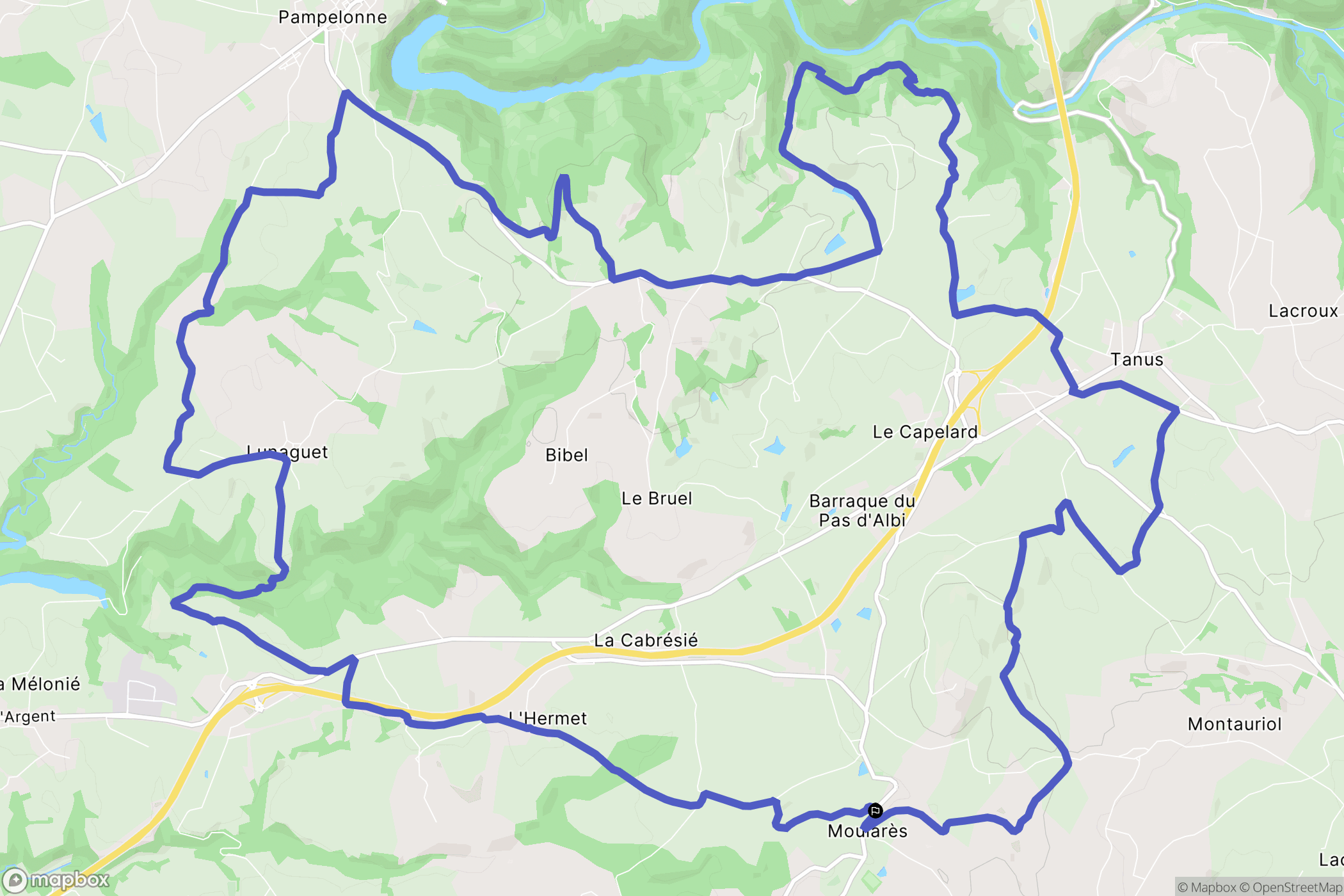 Moularès : carte du parcours de randonnée - France