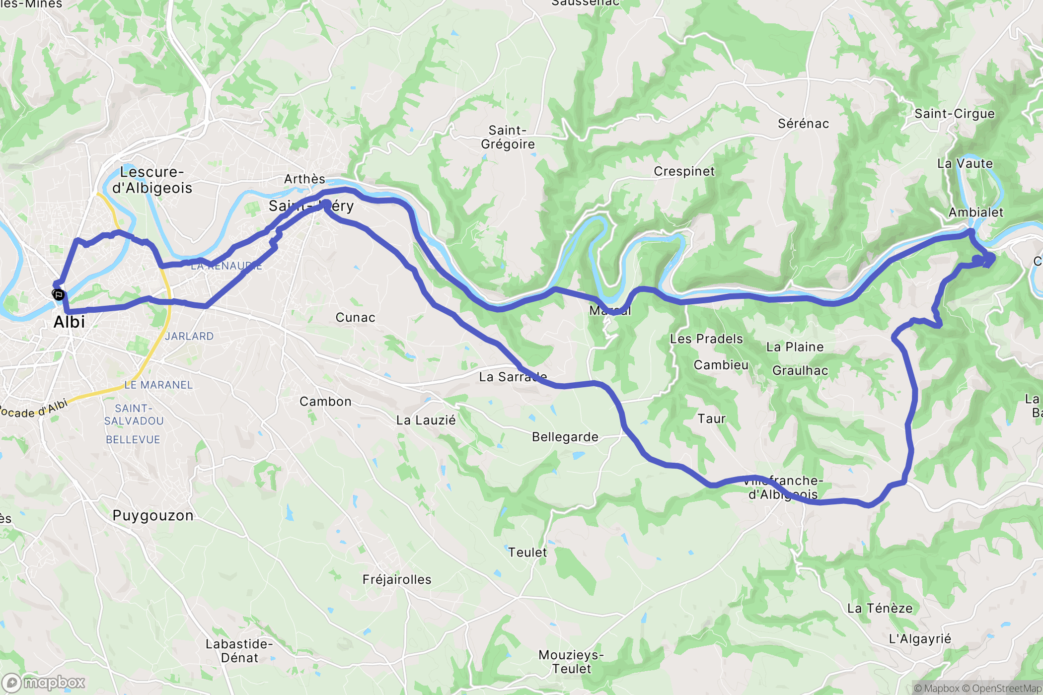 Albi : carte du parcours de randonnée - France