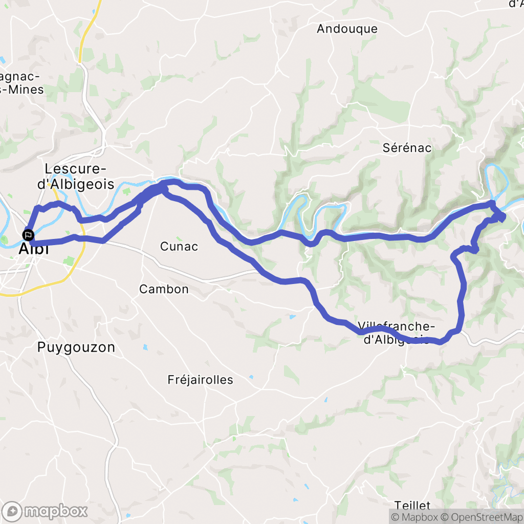Albi : carte du parcours de randonnée - France
