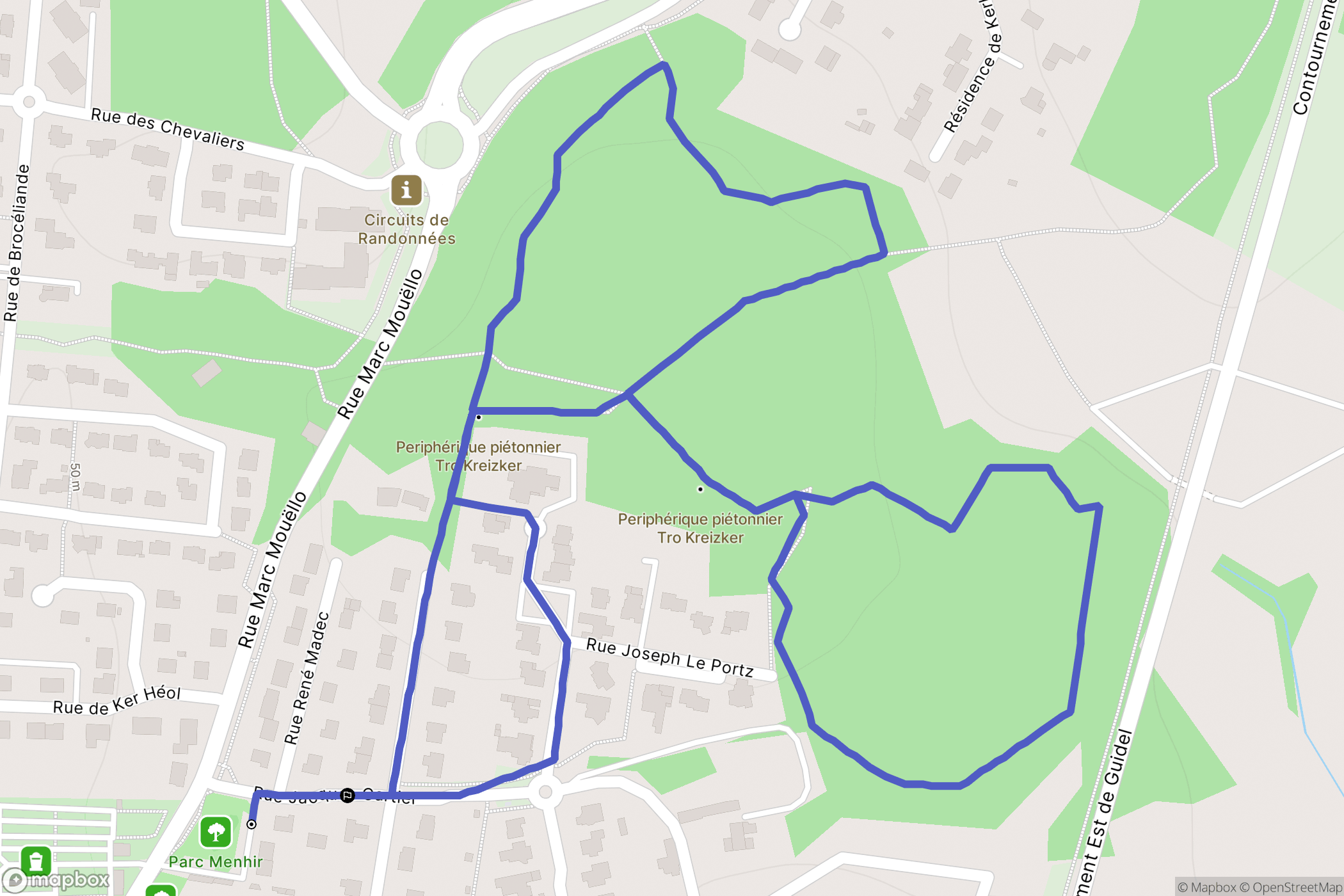 Guidel : carte du parcours de randonnée - France