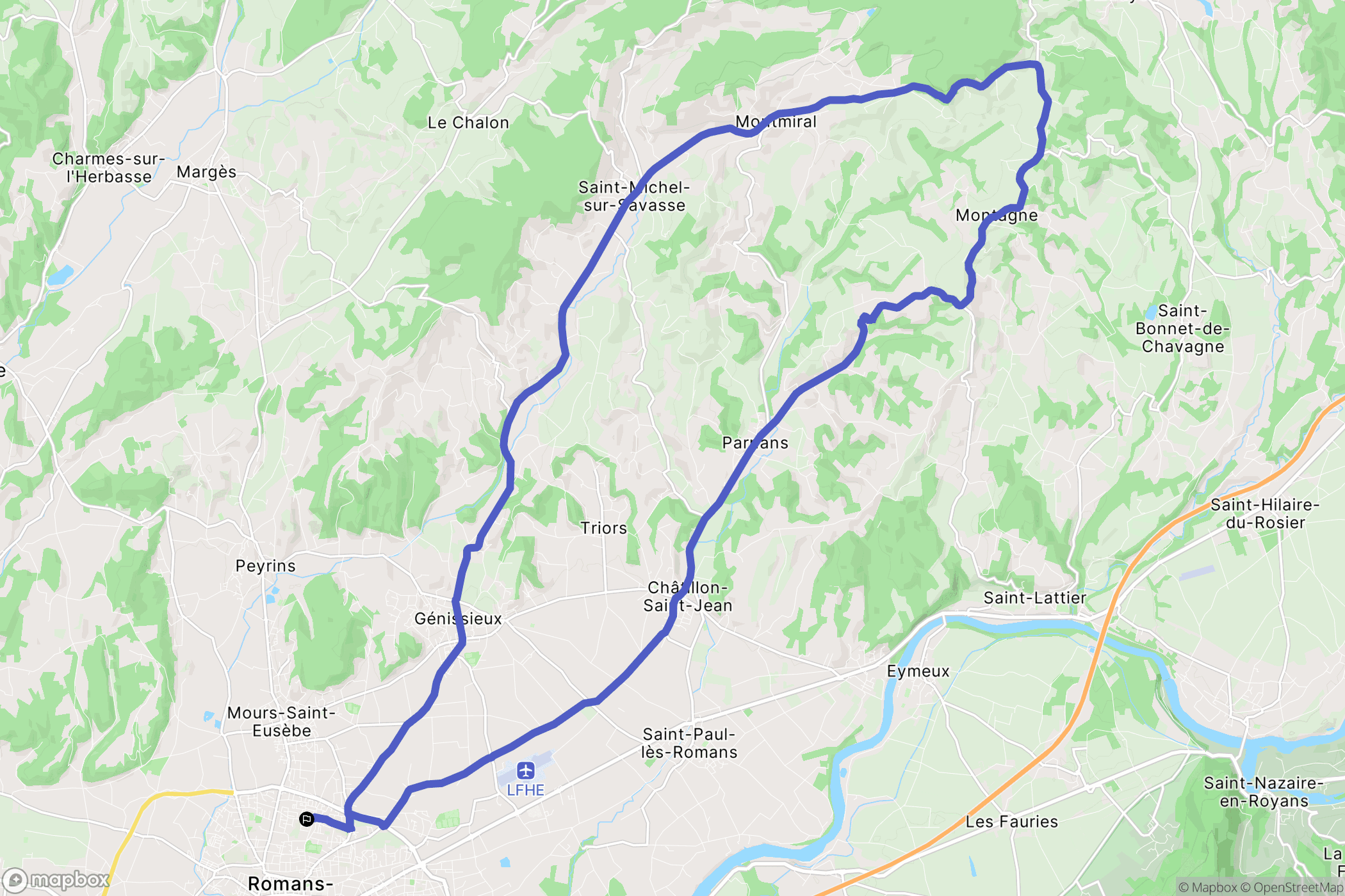 Romans-sur-Isère : carte du parcours de randonnée - France