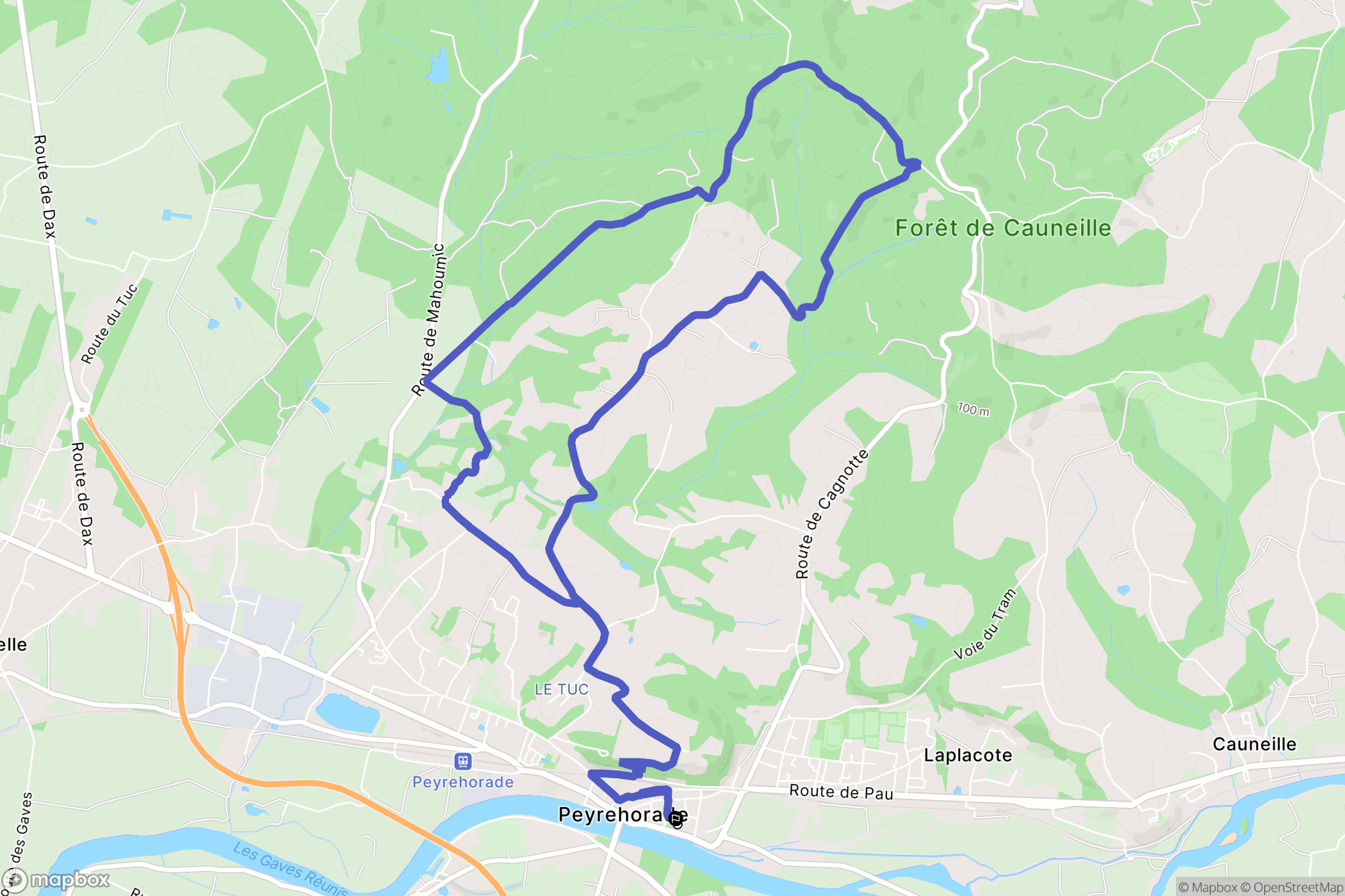 Peyrehorade : carte du parcours de randonnée - France