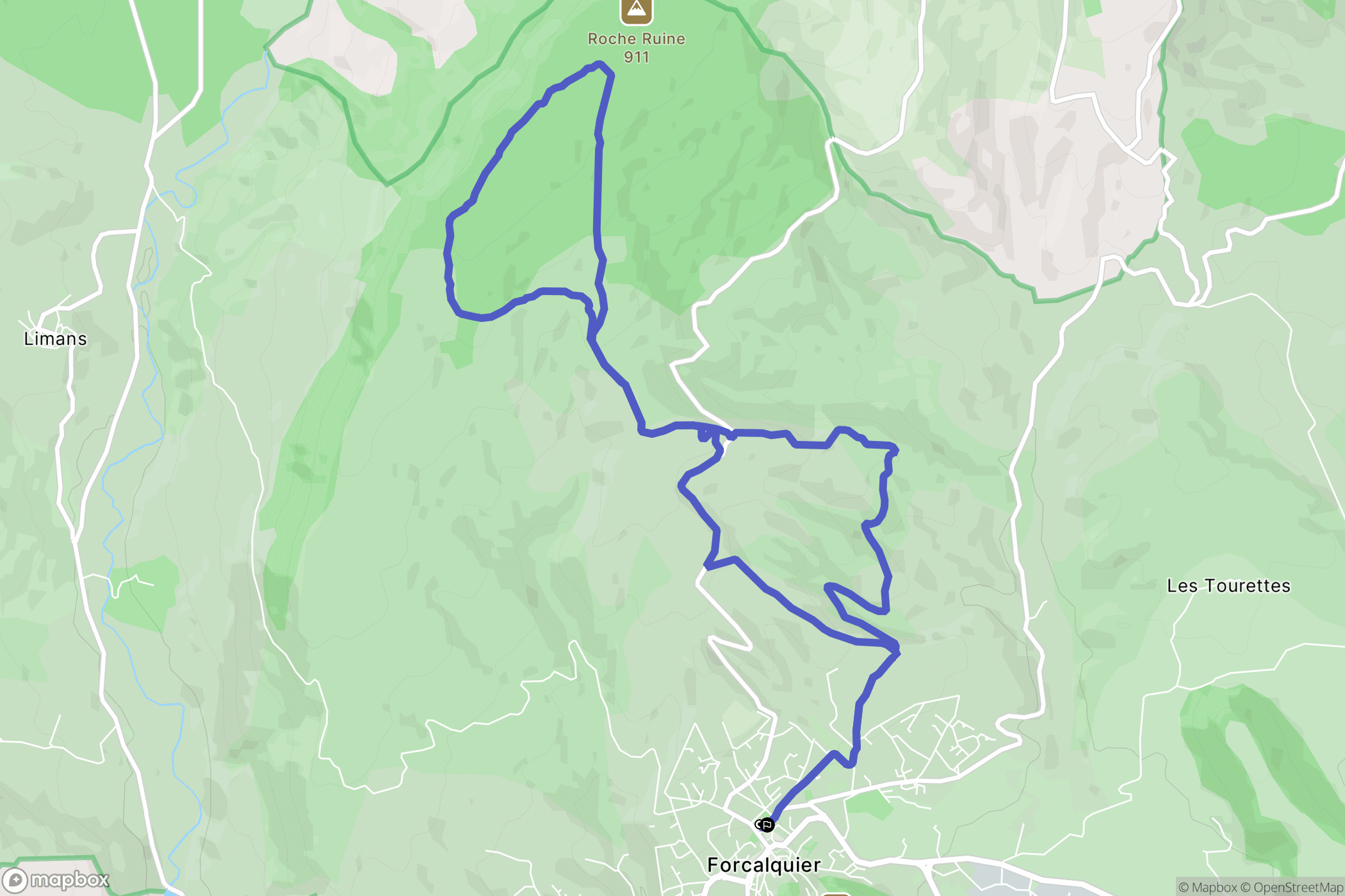 Forcalquier : carte du parcours de randonnée - France