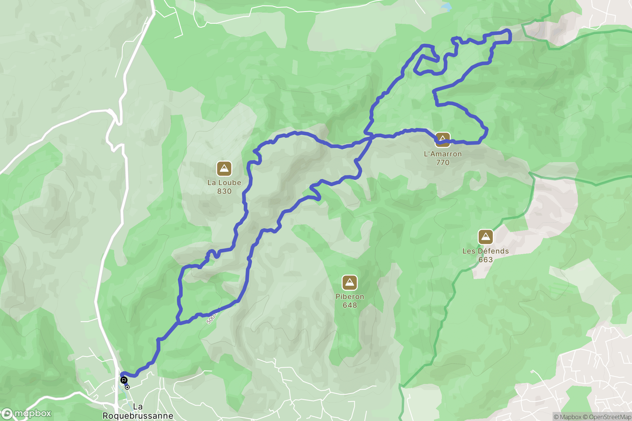 La Roquebrussanne : carte du parcours de randonnée - France