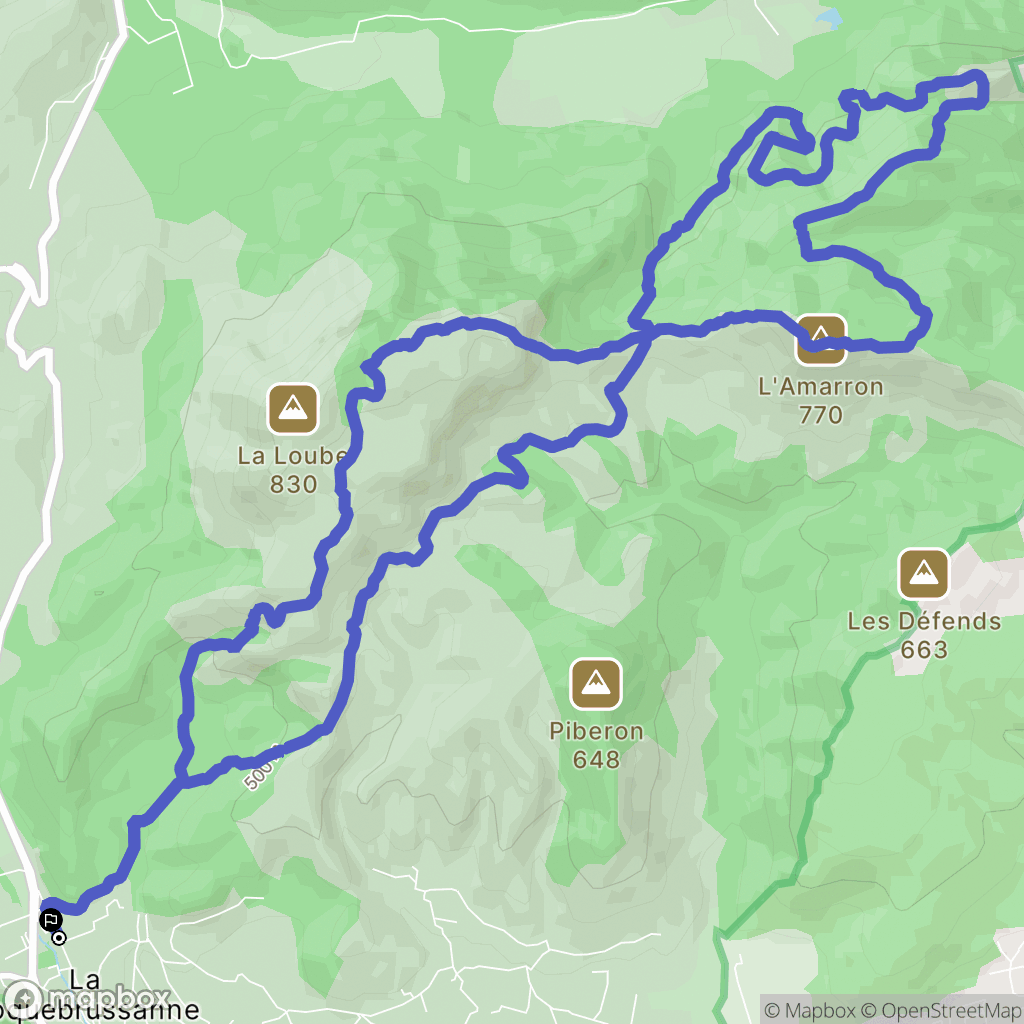 La Roquebrussanne : carte du parcours de randonnée - France