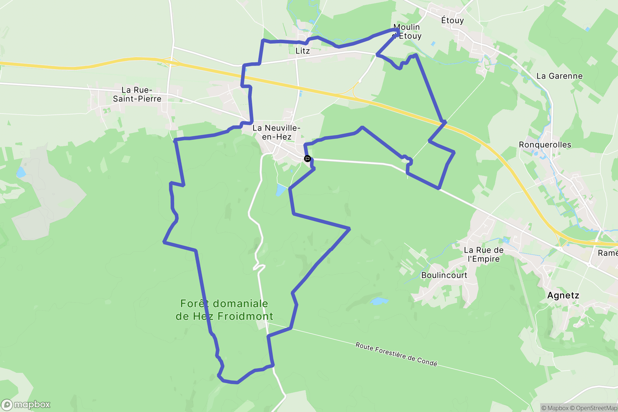 La Neuville-en-Hez : carte du parcours de randonnée - France