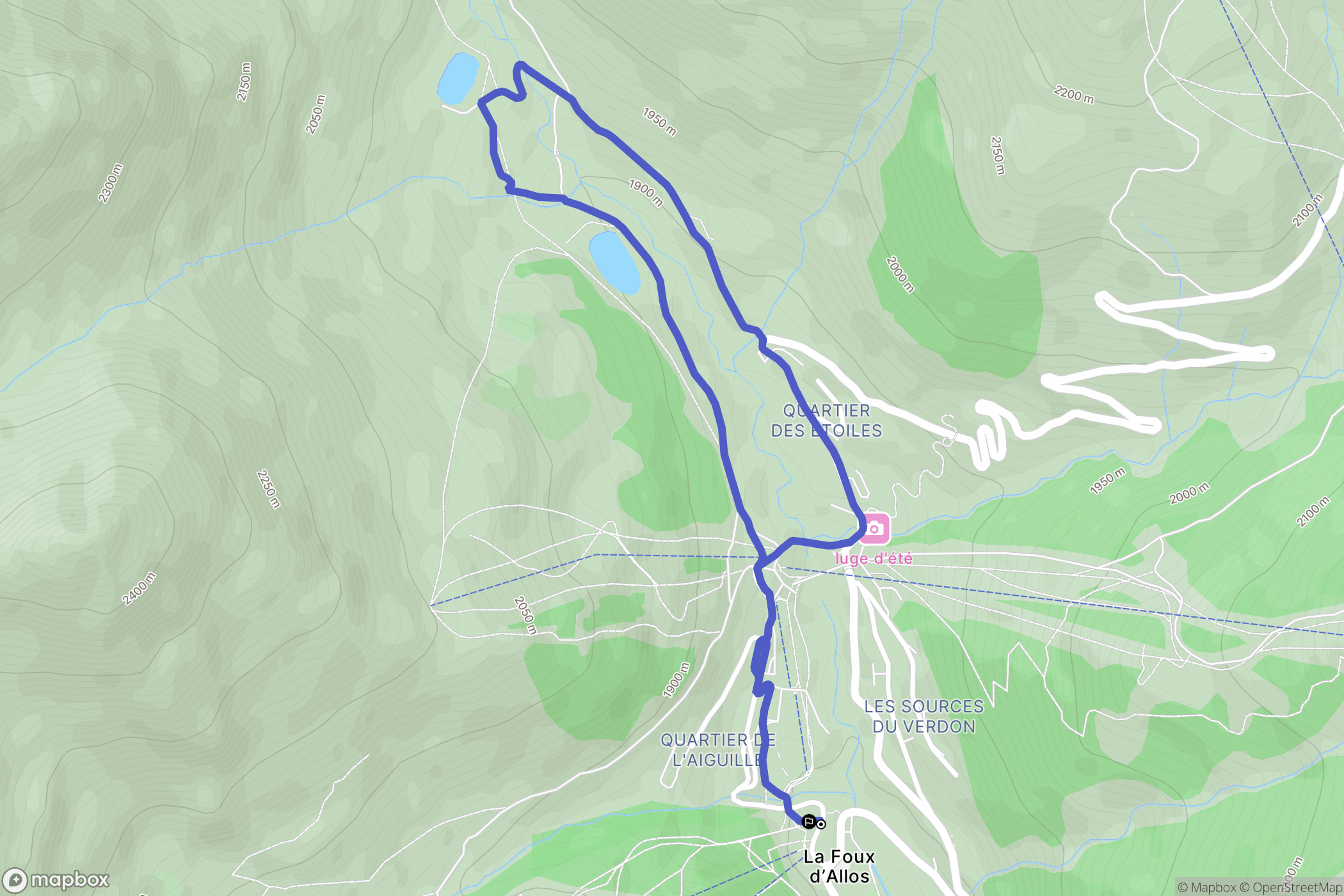 Allos : carte du parcours de randonnée - France