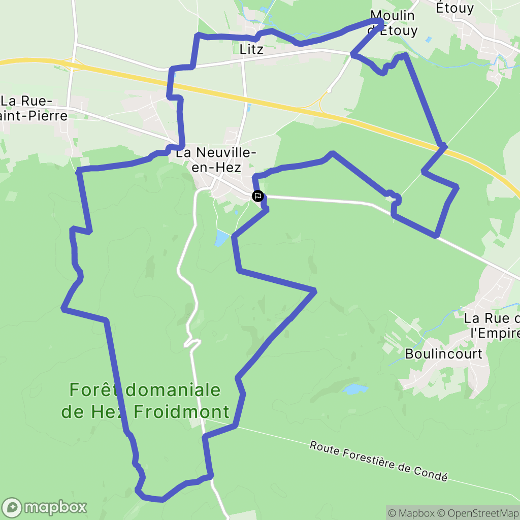 La Neuville-en-Hez : carte du parcours de randonnée - France