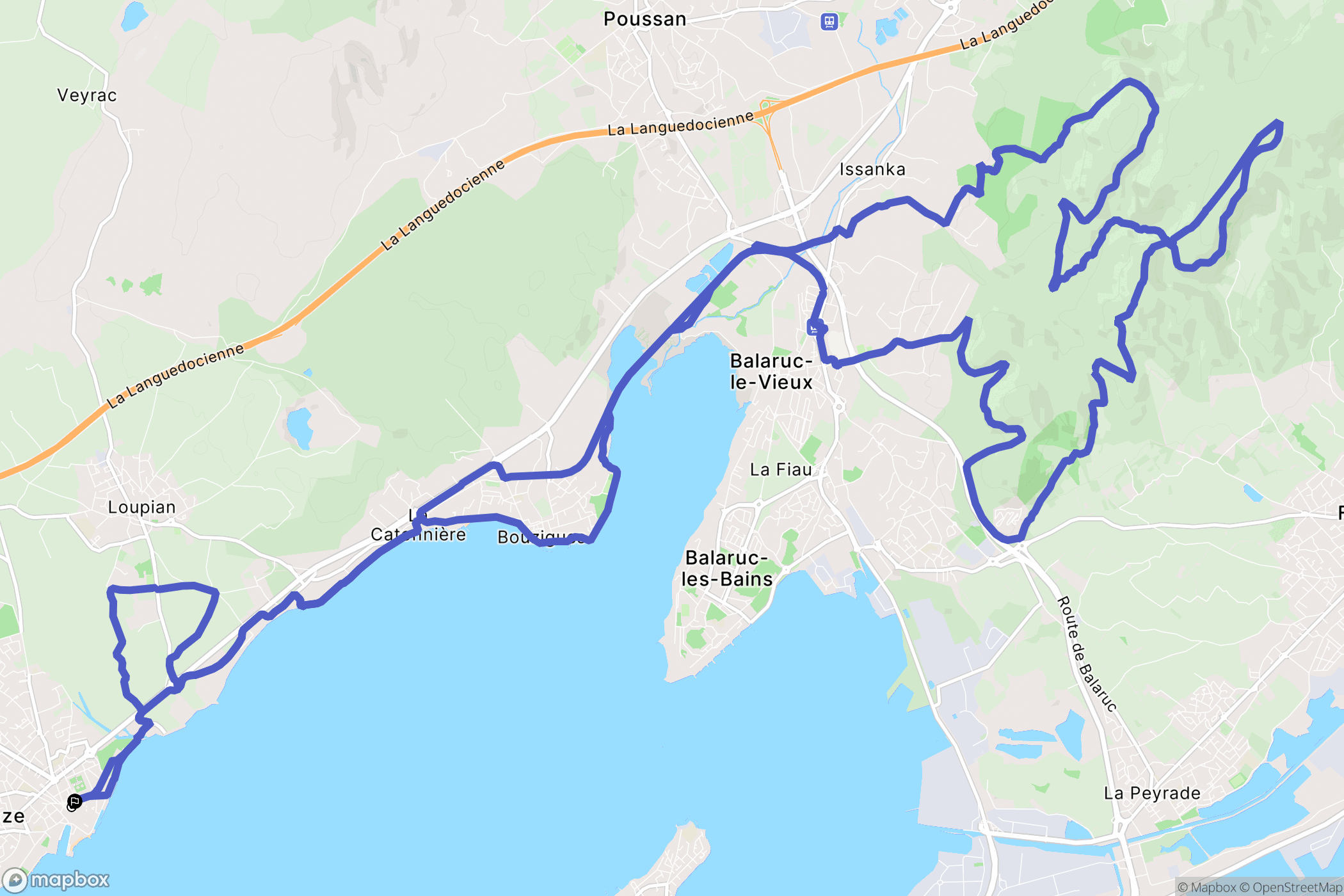 Mèze : carte du parcours de randonnée - France