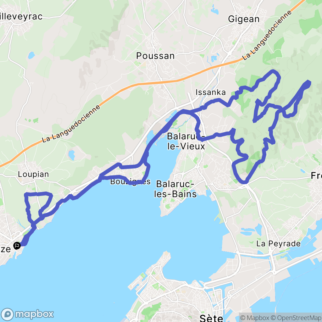 Mèze : carte du parcours de randonnée - France
