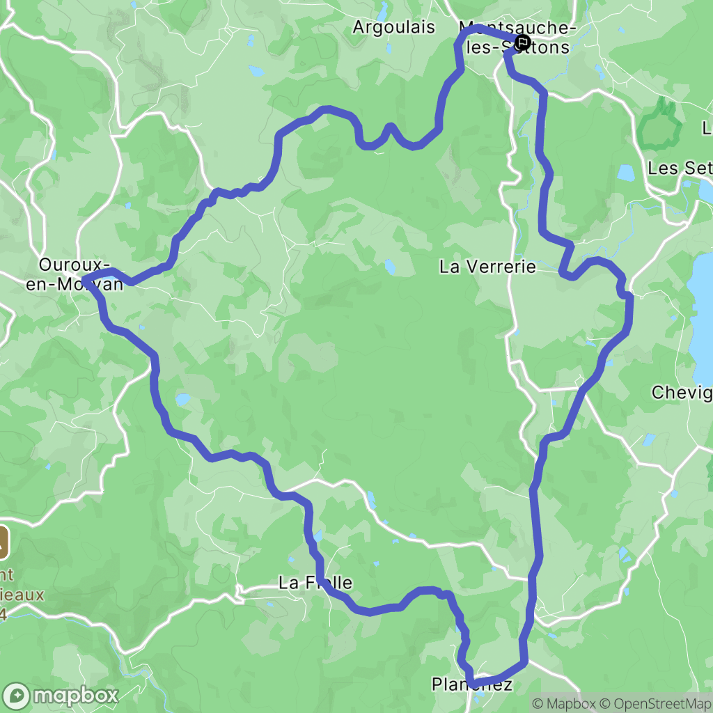 Montsauche-les-Settons : carte du parcours de randonnée - France