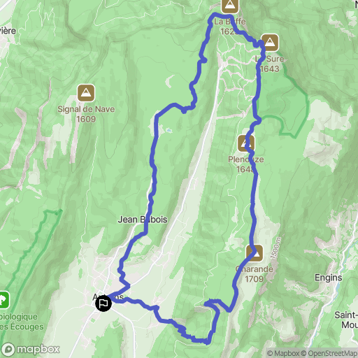 Autrans-Méaudre en Vercors : carte du parcours de randonnée - France