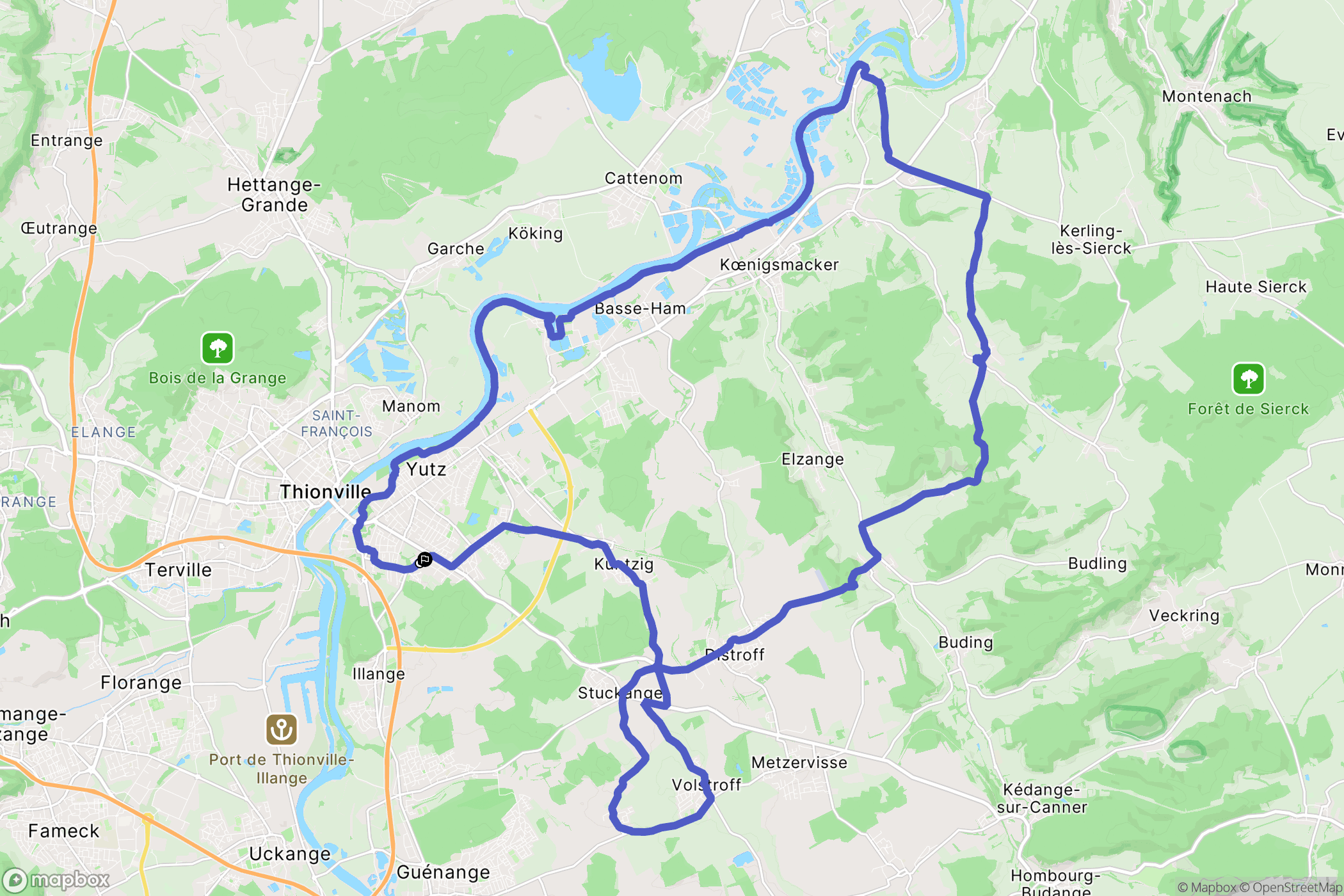 Yutz : carte du parcours de randonnée - France
