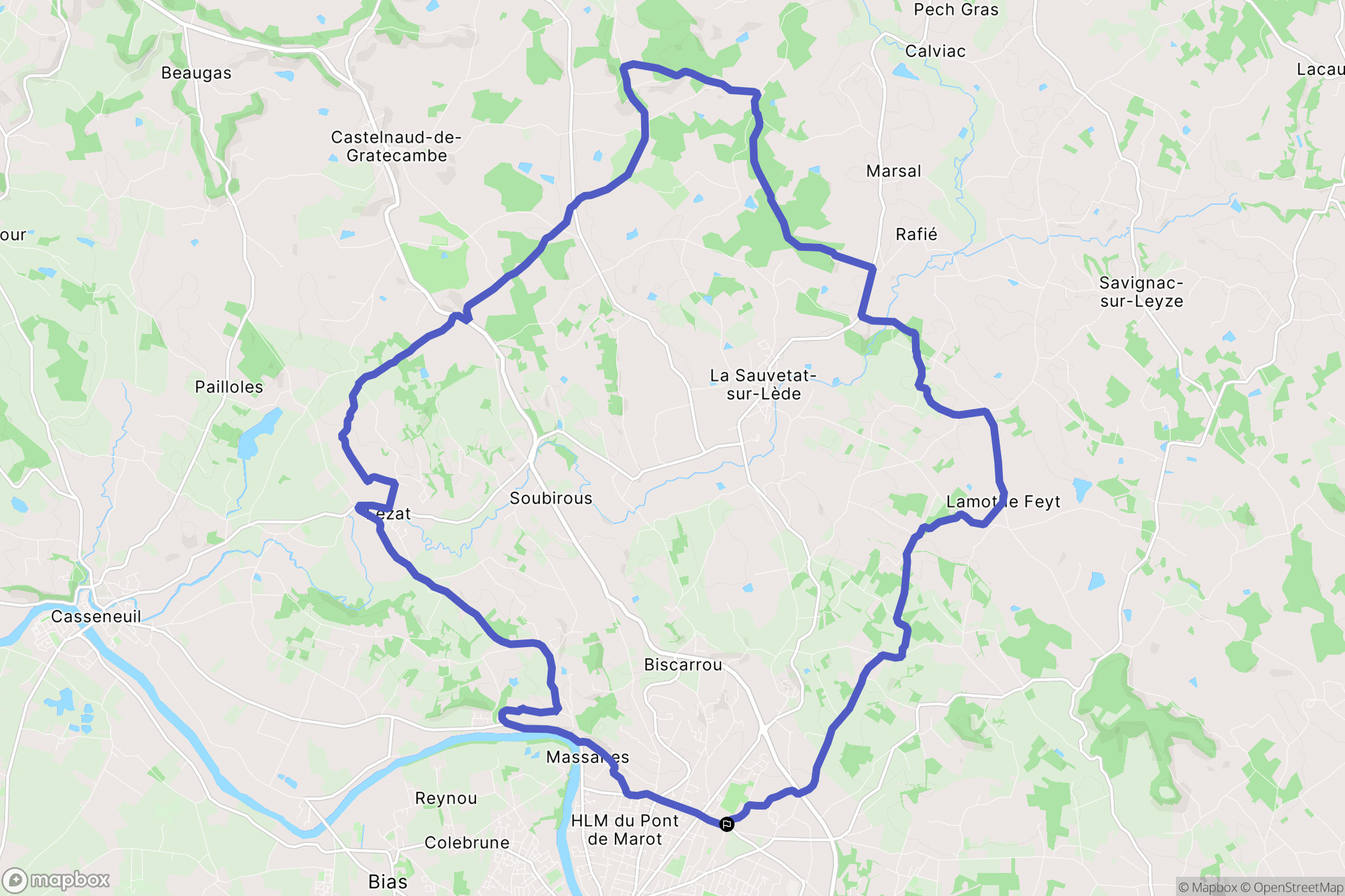 Villeneuve-sur-Lot : carte du parcours de randonnée - France