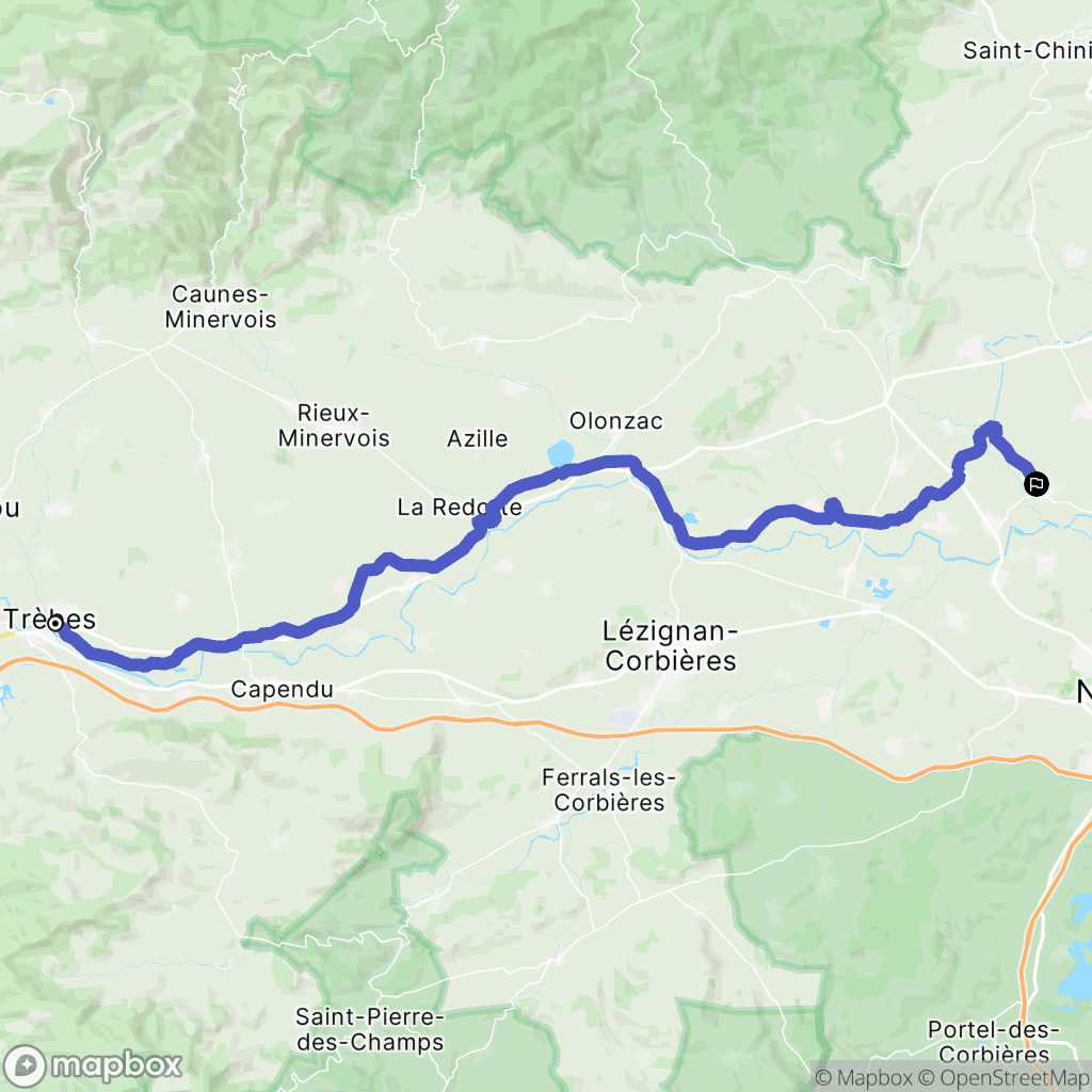 Trèbes : carte du parcours de randonnée - France