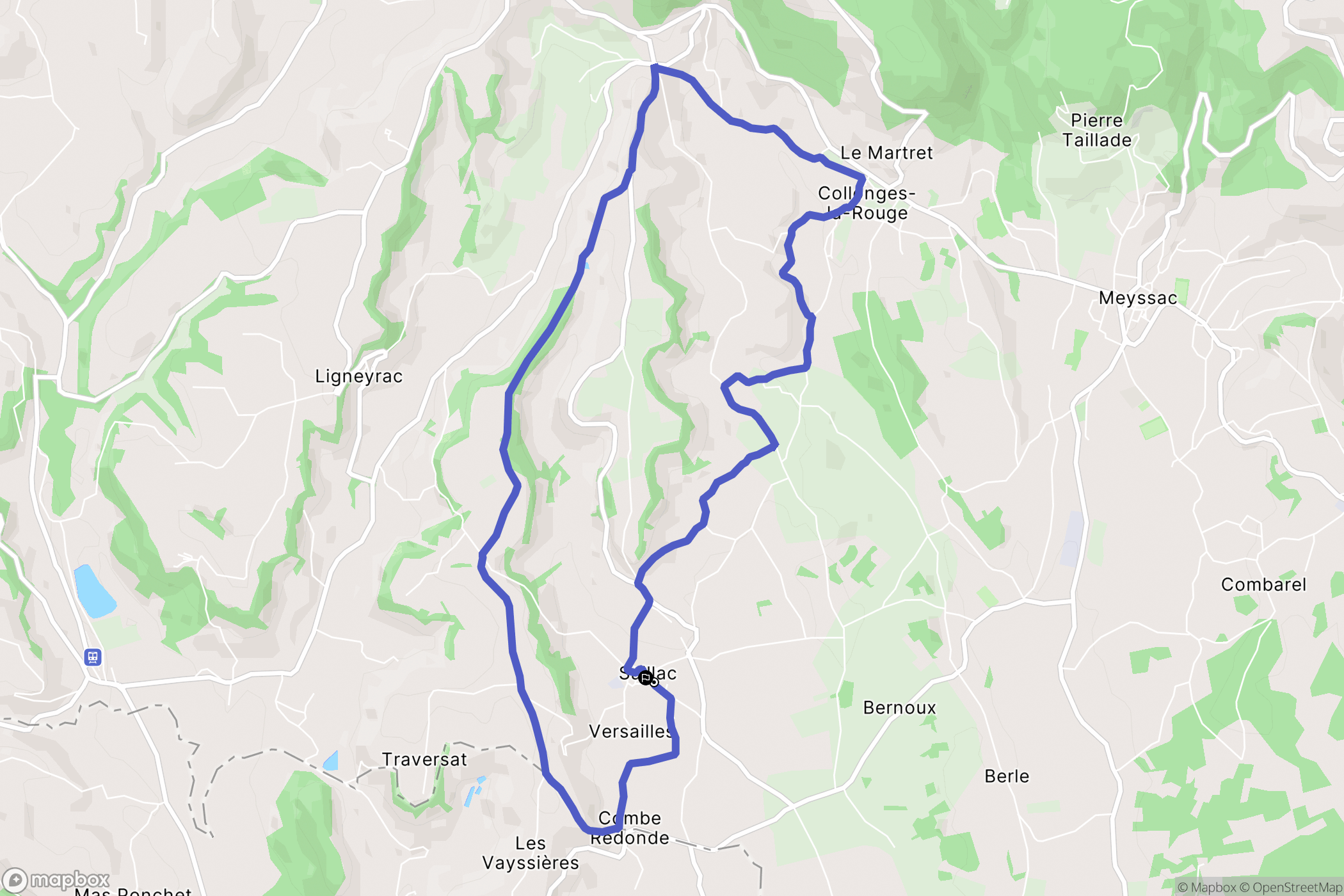 Saillac : carte du parcours de randonnée - France