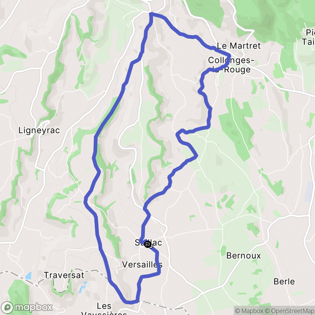 Saillac : carte du parcours de randonnée - France