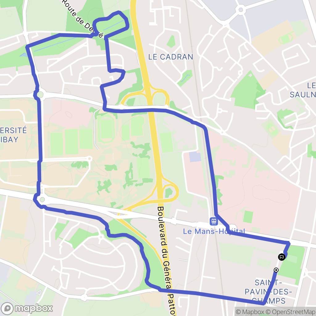 Le Mans : carte du parcours de randonnée - France